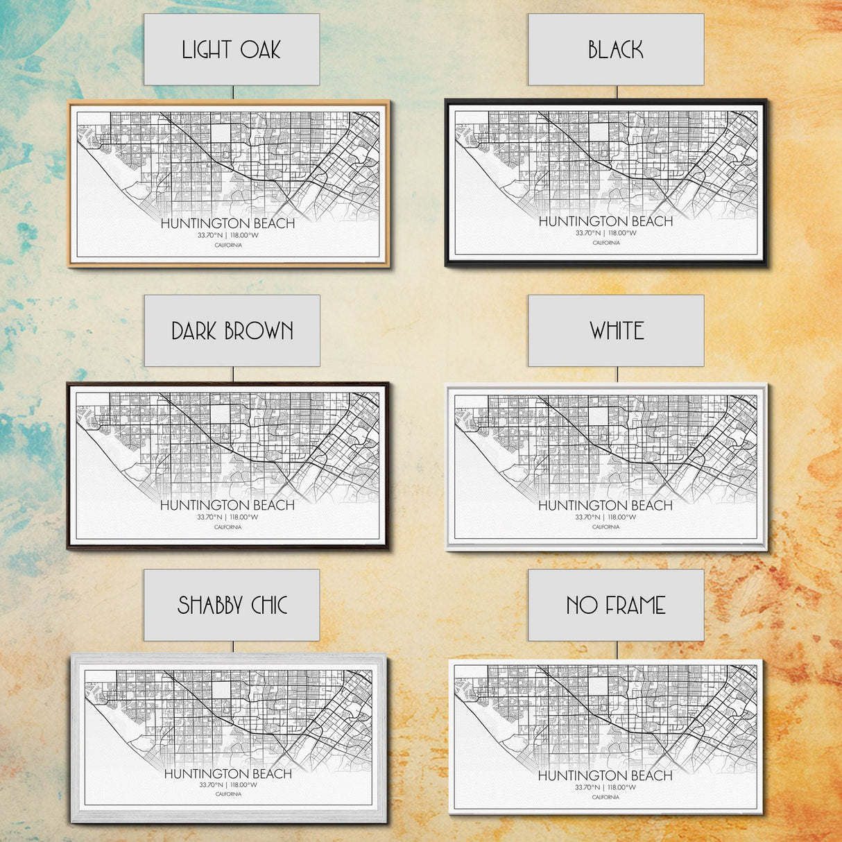 Huntington Beach City Map, California Map, Map Art, Modern Art, Wall Art, Canvas Art, Coastal Wall Art, Ocean Wall Art, Travel Gifts For Men