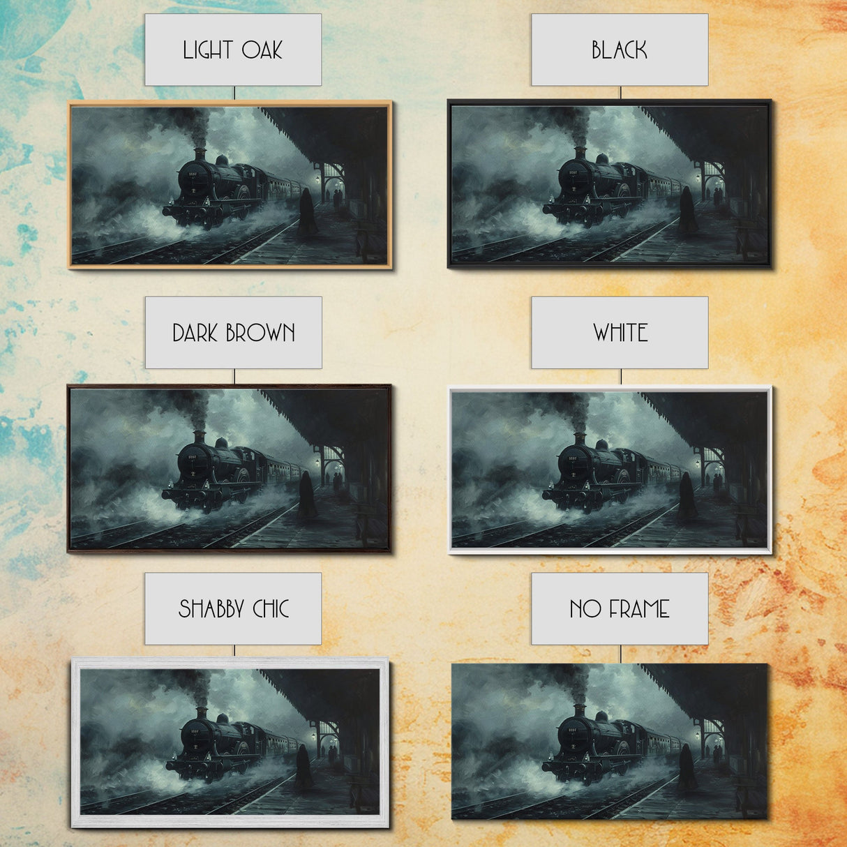 Spooky Haunted Steam Train, Spooky Wall Art, Framed Canvas Print, Unique Halloween Wall Art Gift Idea, Halloween Props