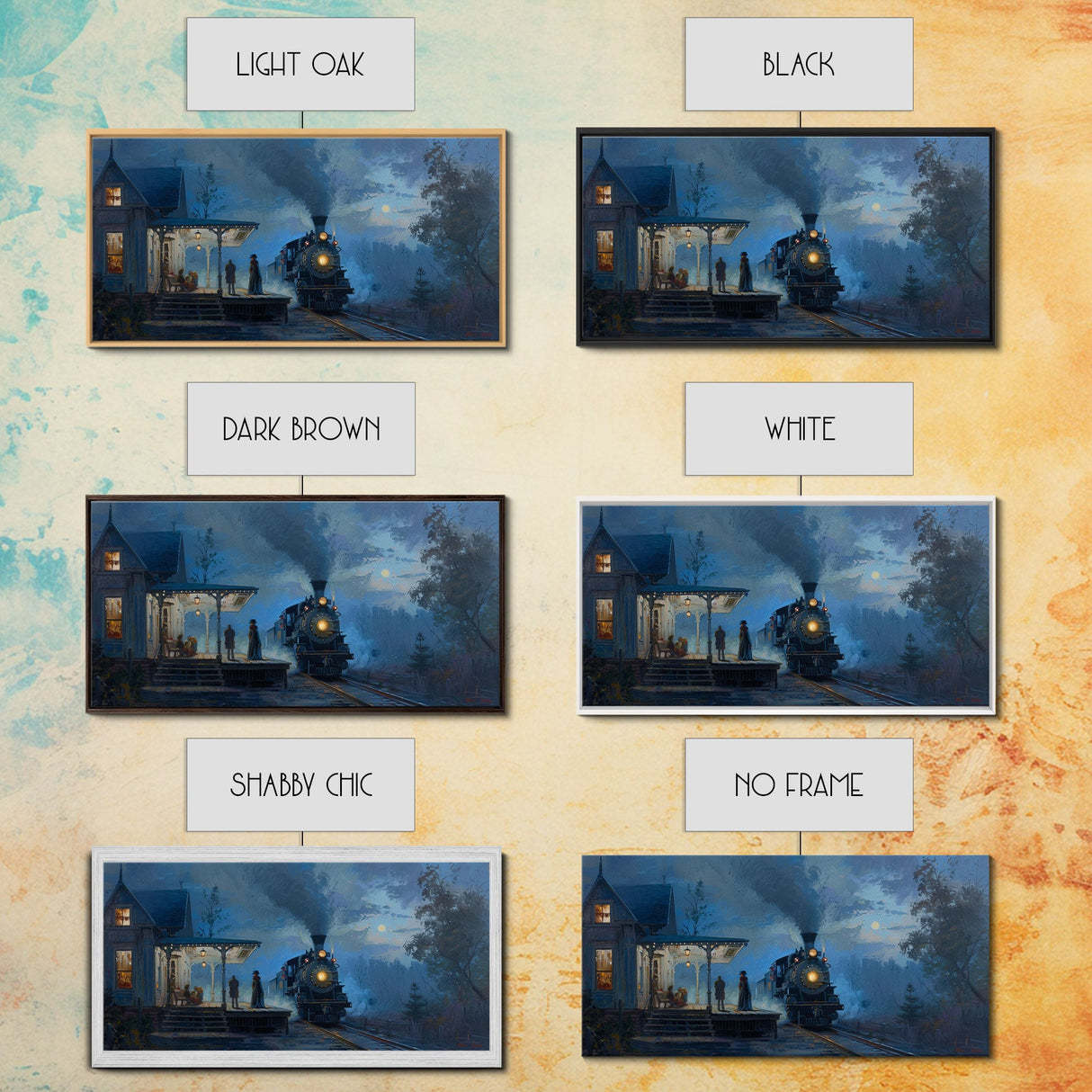 Haunted Steam Train, Spooky Wall Art, Framed Canvas Print, Unique Halloween Wall Art Gift Idea, Halloween Props