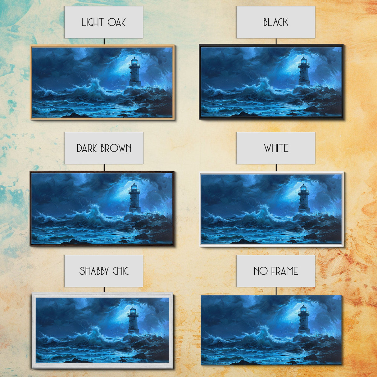 Lighthouse and the Storm, Framed Canvas Print, Unique Halloween Wall Art, Nautical Decor