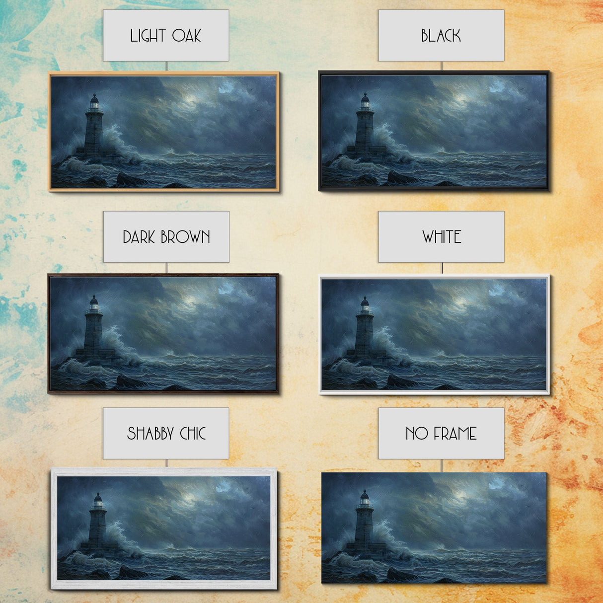 Lighthouse and the Storm, Framed Canvas Print, Unique Halloween Wall Art, Nautical Decor