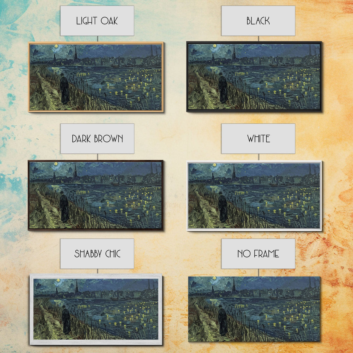 London at Midnight, Framed Canvas Print, Starry Night Inspired Victorian London, Dark Academia Halloween Wall Art