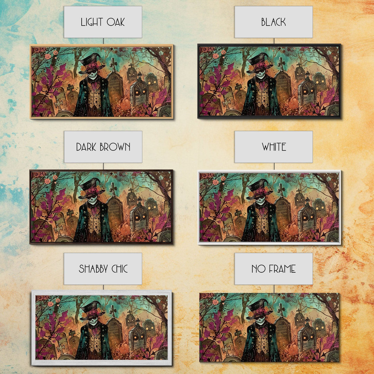 Spooky Ghost In A top hat, Framed Canvas Print, Halloween Decor, Spooky Vibes Wall Art