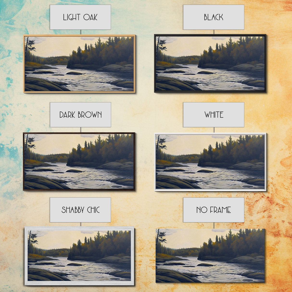 Landscape wall art, Vintage art, Antique landscape painting, Landscape print, Vintage Style Art, Panoramic art, Calm valley, Farm artwork