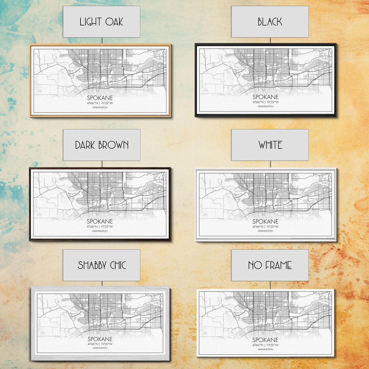 Spokane City Map, Washington Art, Map Print, Modern Wall Art, Wall Art, Canvas Art, Family Room Wall Art, Landscape Art Print, Military Gift