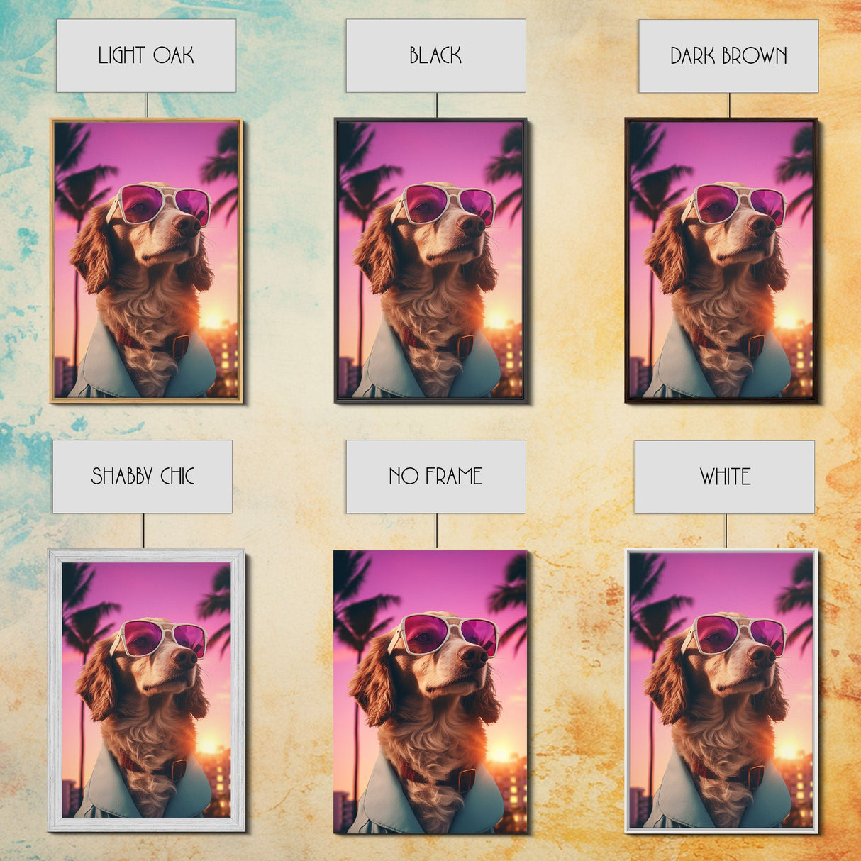 Dachshund Wall Print, Dog Wall Art, Dog Sunglasses, Dog In Teal Shirt, Funny Art, Framed Wall Art, Framed Canvas, Wall Print, Wall Canvas