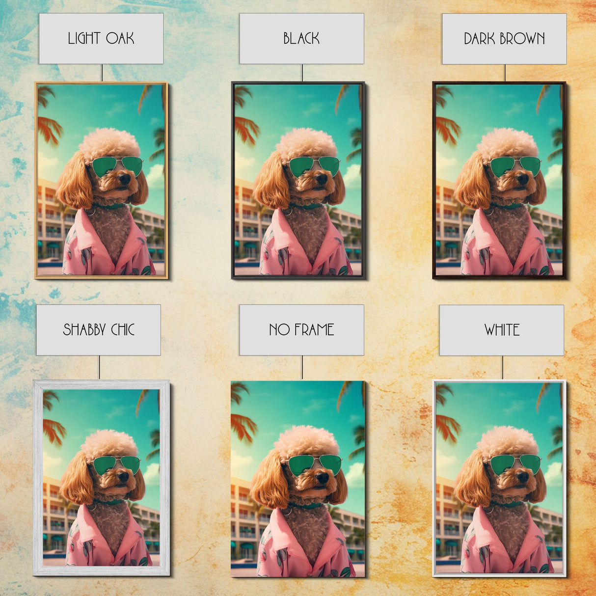 Poodle In Sunglasses Pink Shirt Wall Print, Dog Portrait, Dog Art Print, Dog Print, Framed Wall Art, Framed Canvas, Wall Print, Wall Canvas