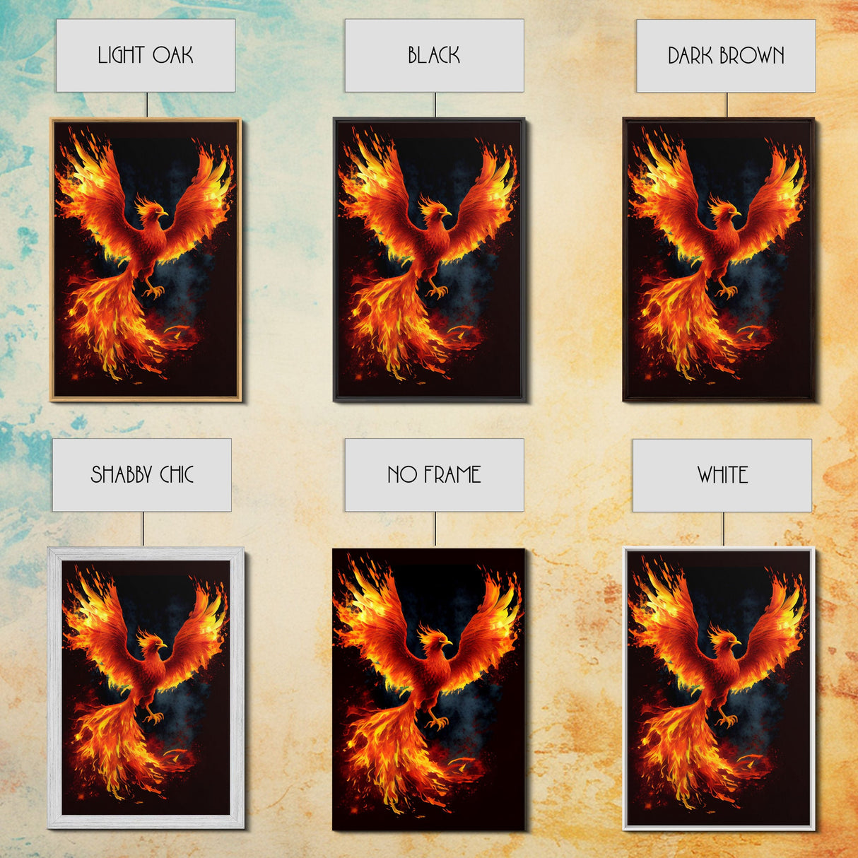 Phoenix Print on Canvas , Floating Frame, Modern Wall Art, Extra Large Canvas Wall Art, Rebirth and Renewal
