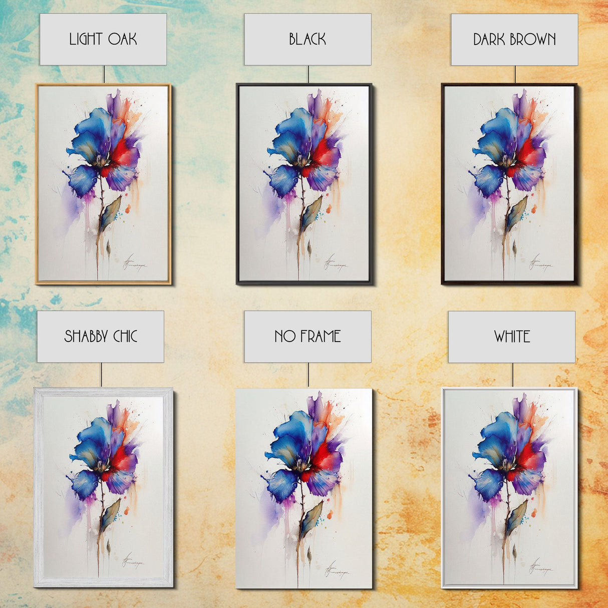 Red and Blue Vintage Style Framed Canvas Art, Vintage Floral Print, Vintage White Roses Painting, Still Life Botanical Farmhouse print,