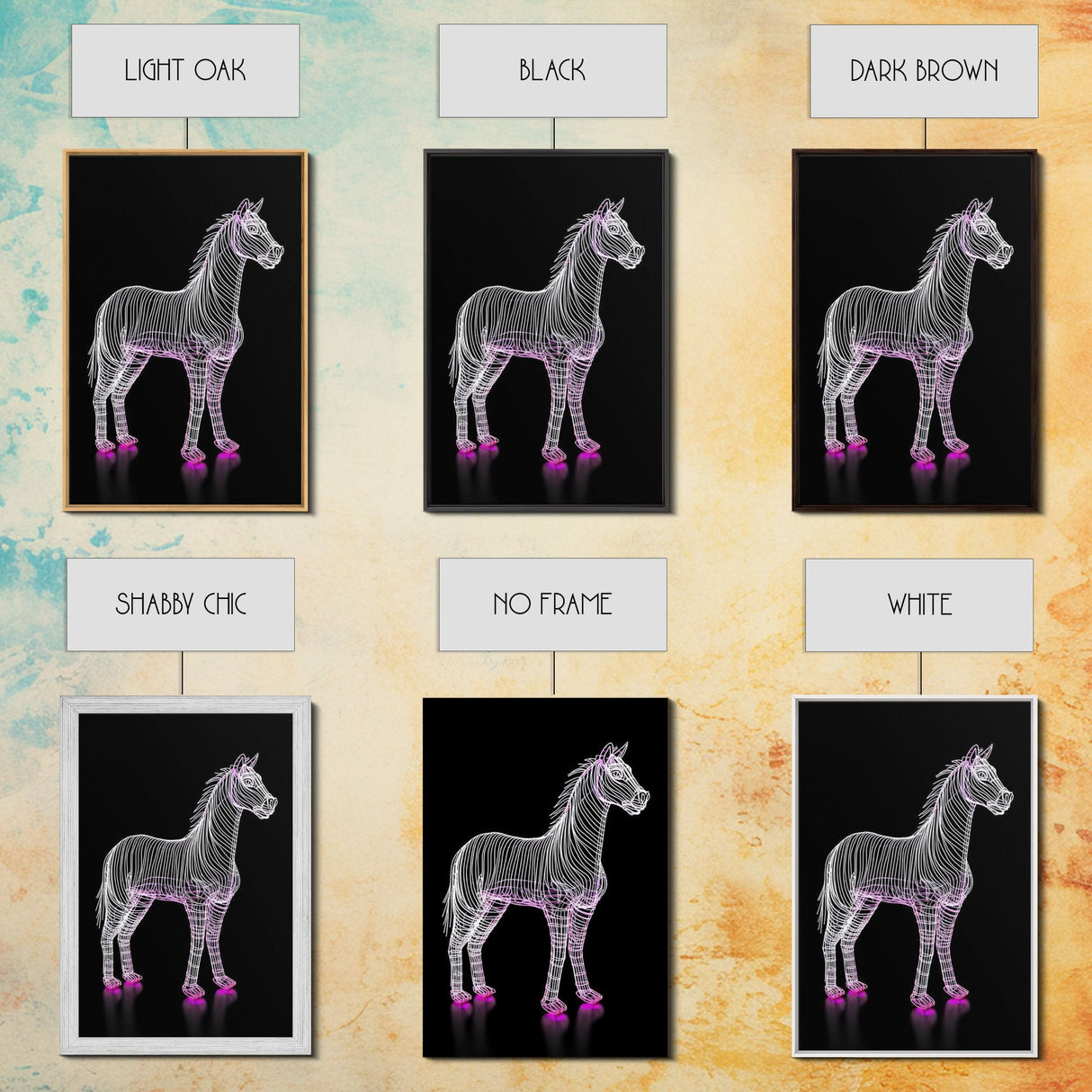 White Horse Wall Decor, Line Art, Animal Wall Art, 3D Wall Art, Minimalist Print, Wall Decor, Canvas Print, Wall Art, Framed Canvas