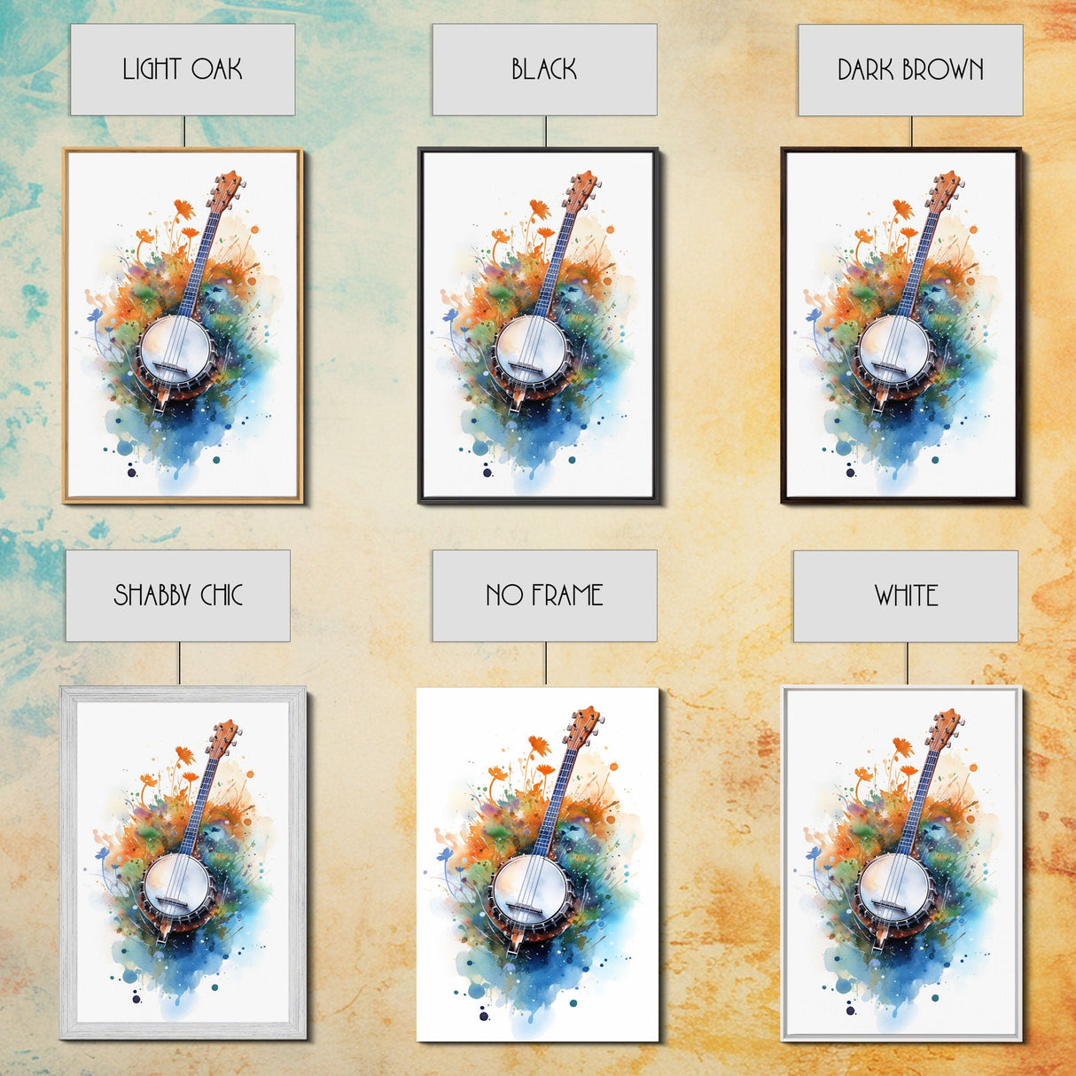 4 String Banjo Gift, Banjo Wall Art Canvas Print, Country Music Art, Guitar Art, Banjo Poster Print, Banjo Gifts, Musical Art