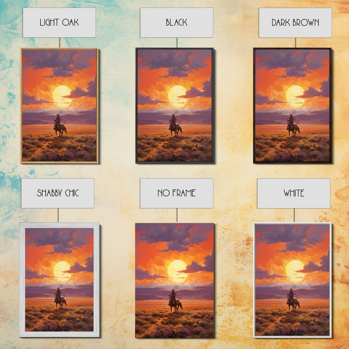 Cowboy Wall Art, Western Decor, Sunset Wall Art, Desert Art, Canvas Print, Wall Art, Vertical Art, Boys Bedroom Decor, Ranch Wall Art