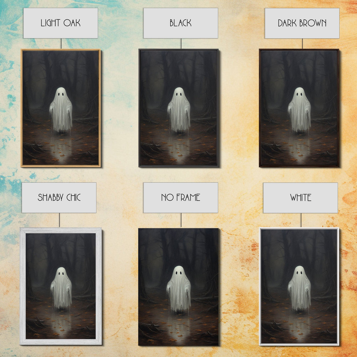 Cute Lil Boo, Ghost Print, Halloween Canvas Art, Framed Canvas Print, Funny Halloween Decor, Ghost Art, Victorian Goth Art