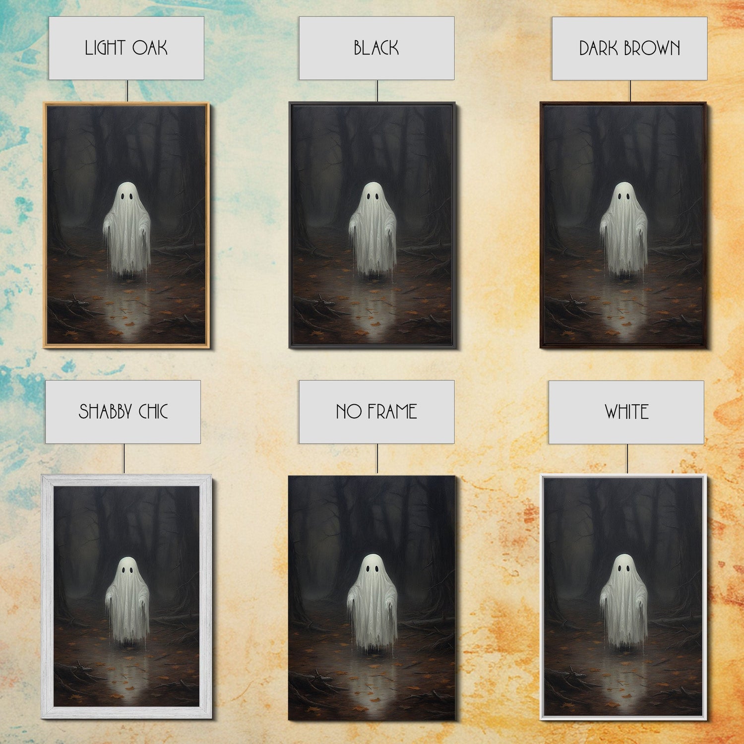 Cute Lil Boo, Ghost Print, Halloween Canvas Art, Framed Canvas Print, Funny Halloween Decor, Ghost Art, Victorian Goth Art