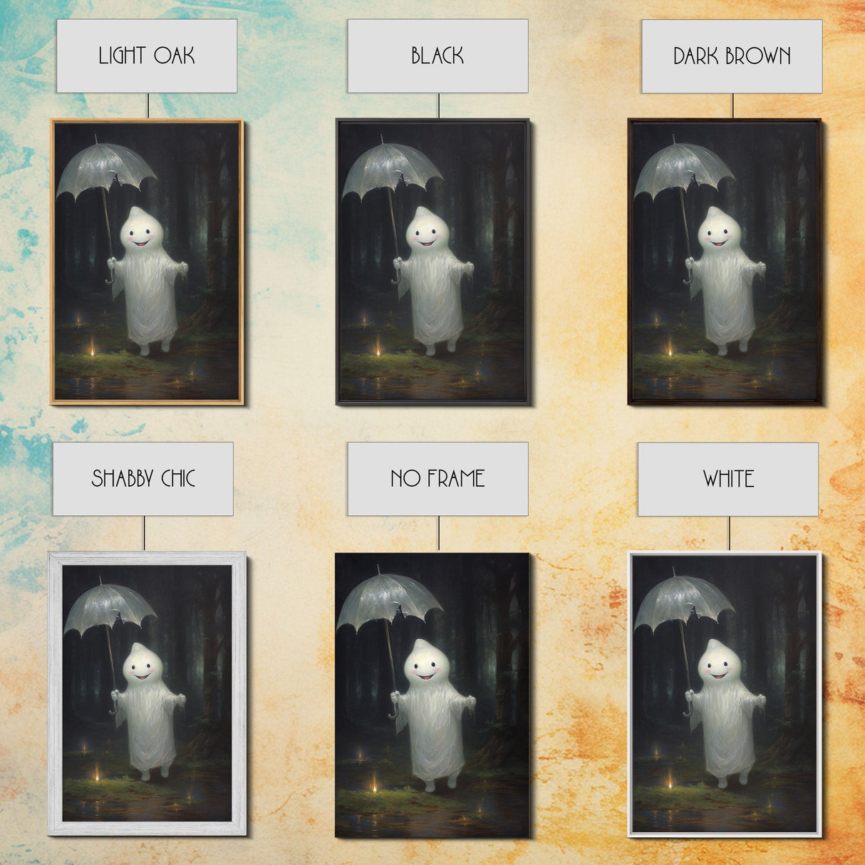 The Playground Ghost, Funny Halloween, Vintage Halloween Canvas, Framed Canvas Print, Cute Wall Art, Ghost On A Swing, Macabre Goth Art