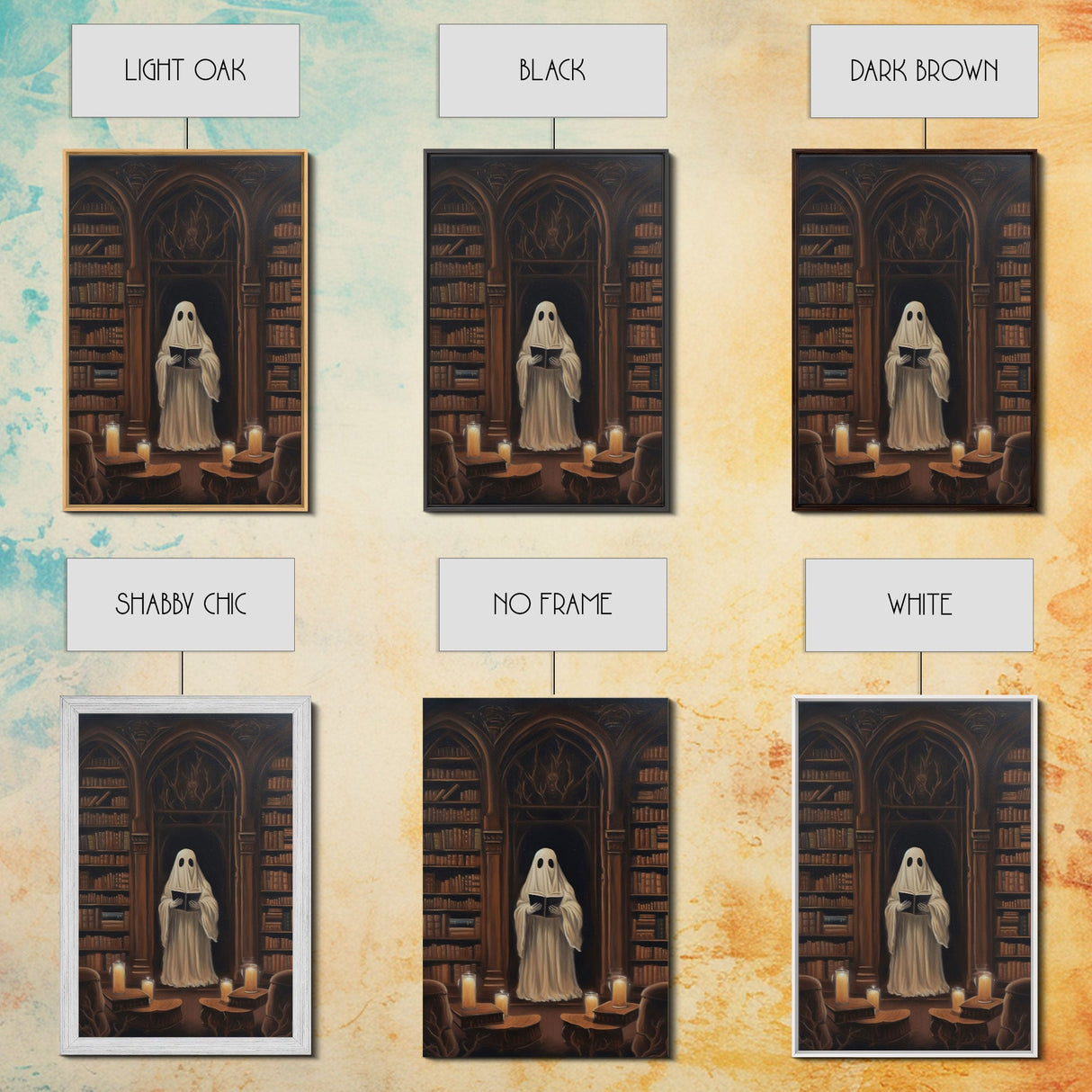 Spooky Fine Art Print, Halloween Ghost Art, Fall Artwork, Fall Decor, The Ghost Of The Library