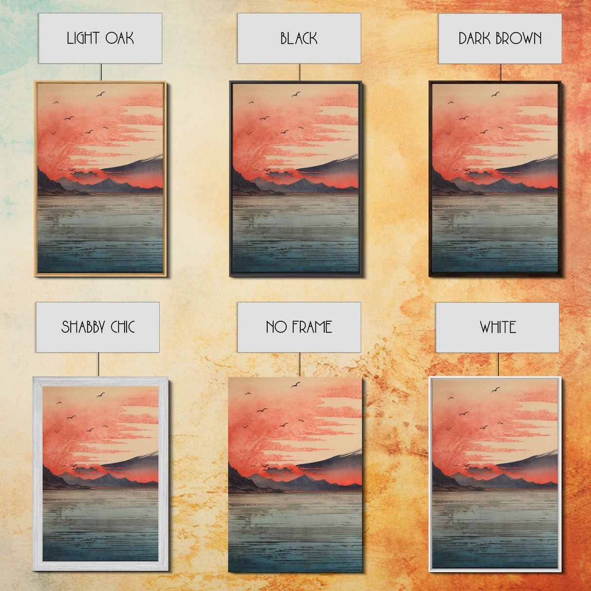 Volcano Print, Asian Art, Japanese Wall Art, Canvas Print, Wall Art, 3 Piece Wall Art, Office Decor, Beach House Wall Decor, Office Art