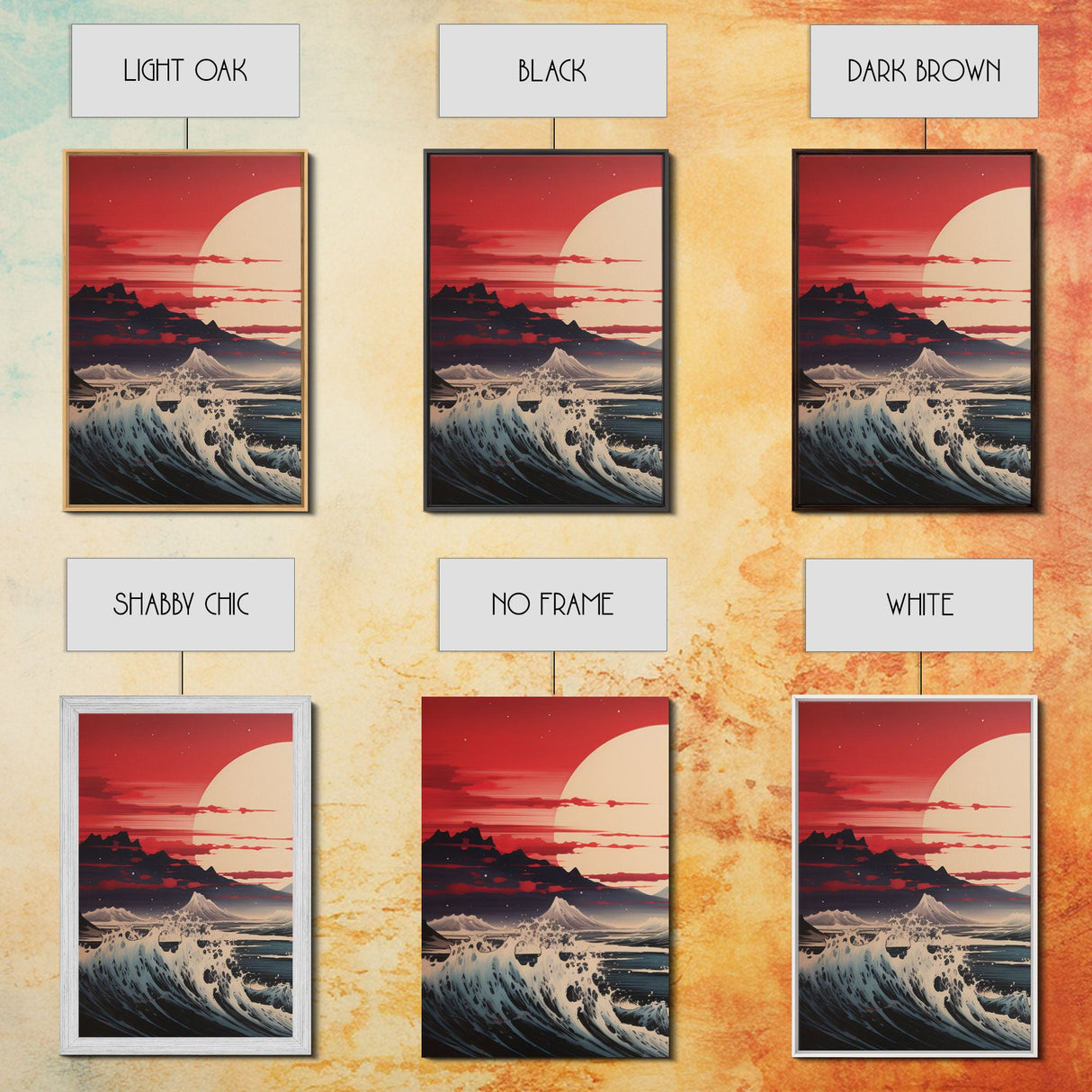 Ocean Art Print, Cherry Blossom, Asian Art, Japanese Wall Art, Canvas Print, Wall Art, 3 Piece Wall Art, Apartment Wall Decor, Room Decor