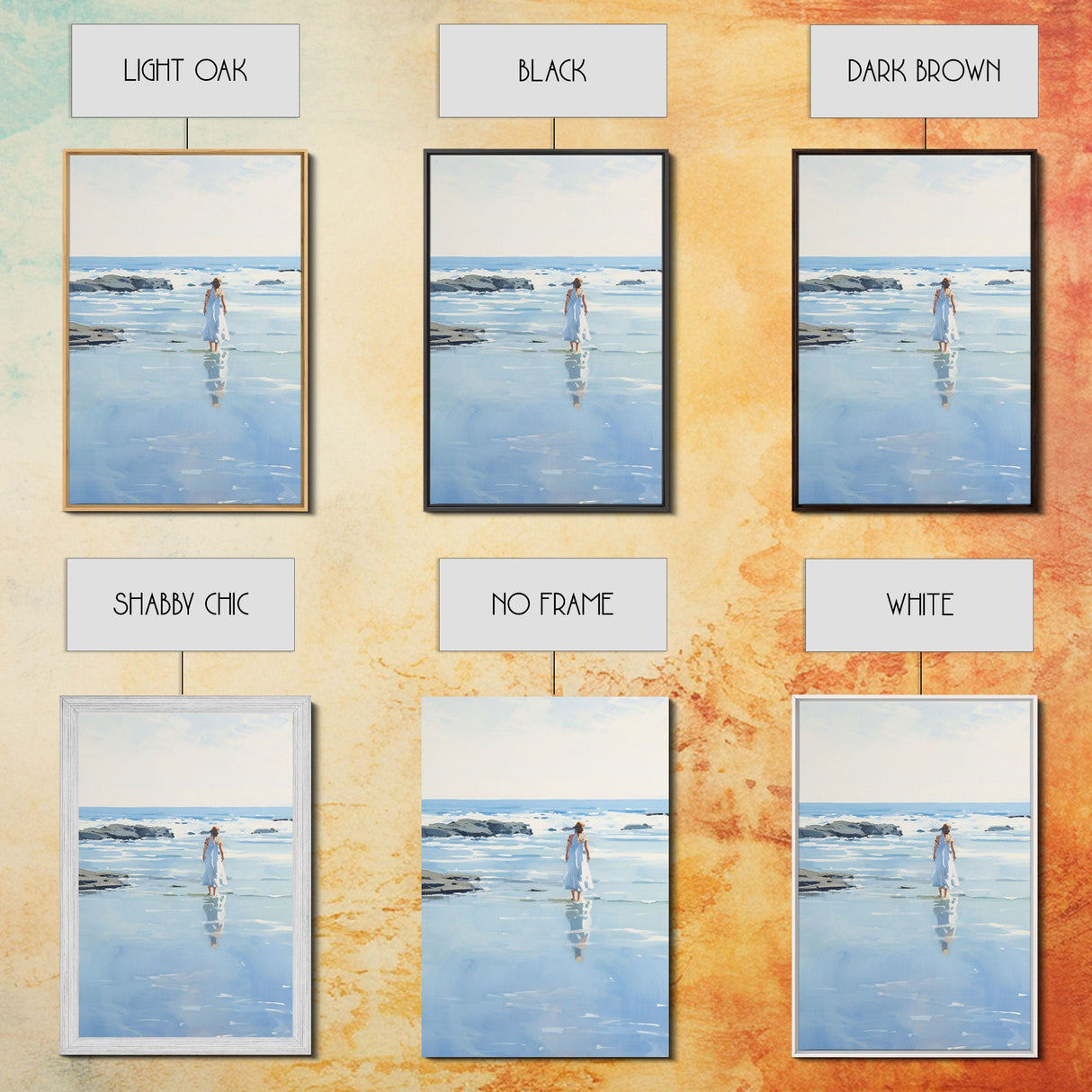 framed ocean art | beach wall art | framed wall art | living room wall decor | abstract landscape art | 3 Piece Art | Triptych Painting