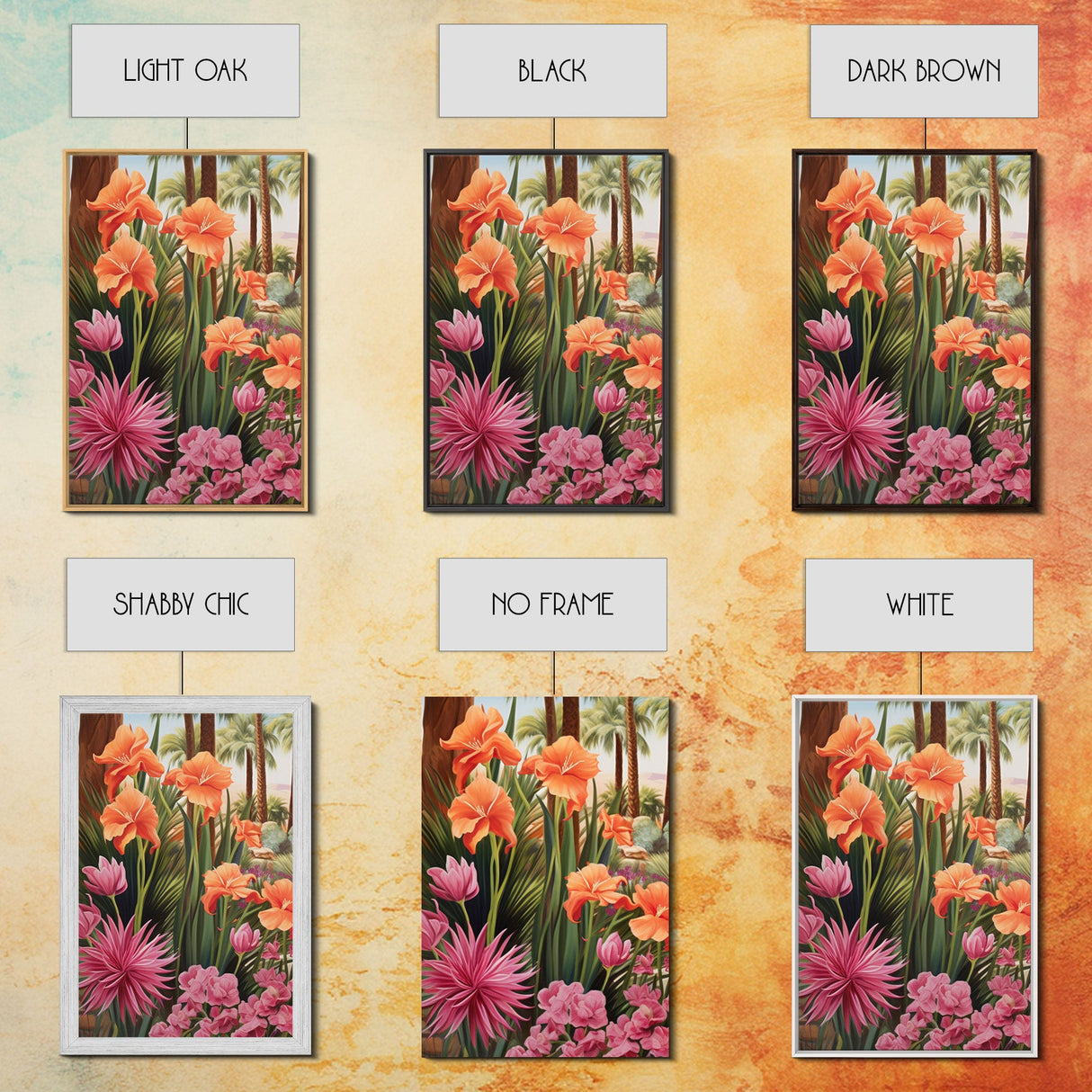 Floral Art Print, Palm Trees Art, Desert Wall Art, Mountain Art, Canvas Print, Wall Art, 3 Piece Wall Art, Gift For Coworker, Western Decor