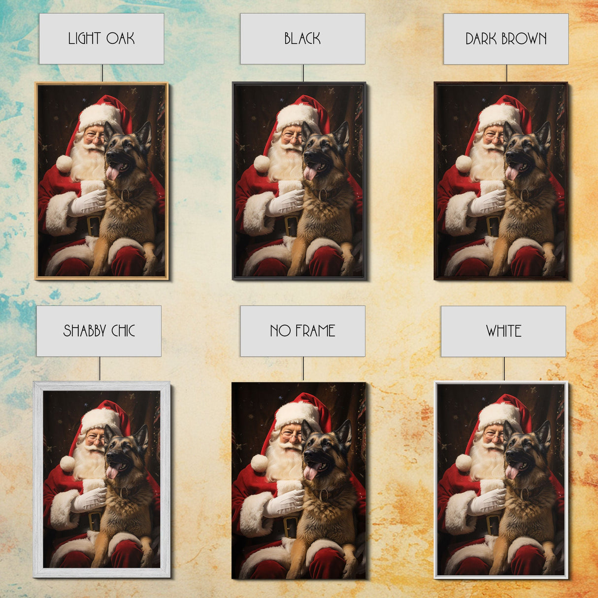 Santa Claus And His Belgian Malinois, Christmas Wall Art, Dog Gift, Christmas Dog, Winter Wall Art, Santa Decor, Santa Art Print, Cute Dog