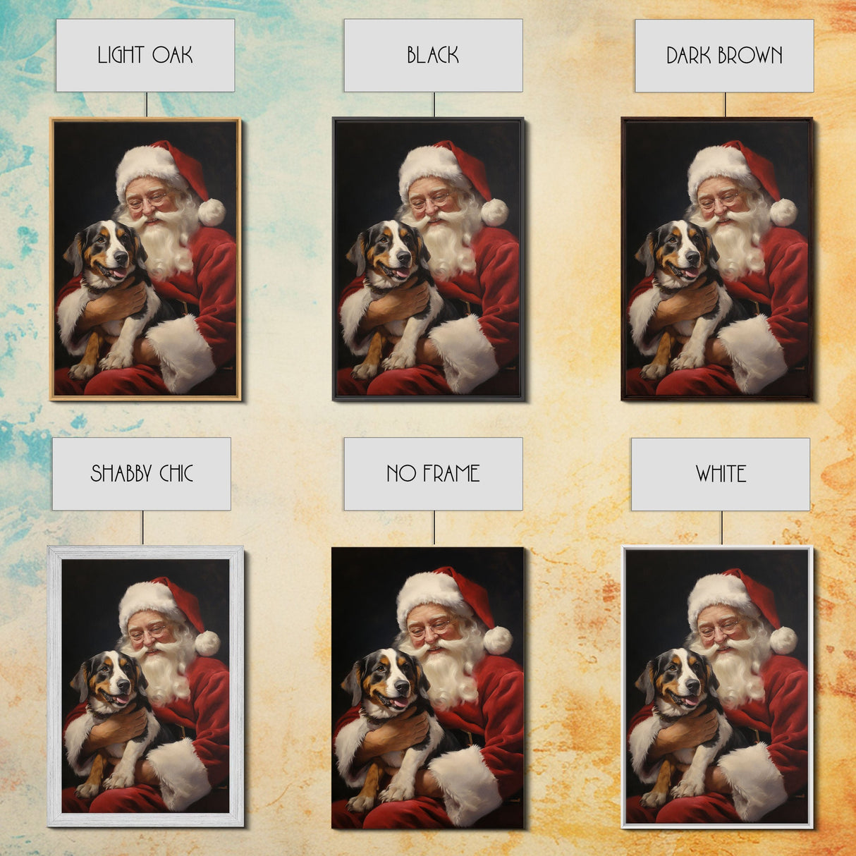 Santa Claus And His Beagle, Christmas Wall Art, Dog Gift, Christmas Dog, Winter Wall Art, Santa Decor, Santa Art Print, Cute Dog Print
