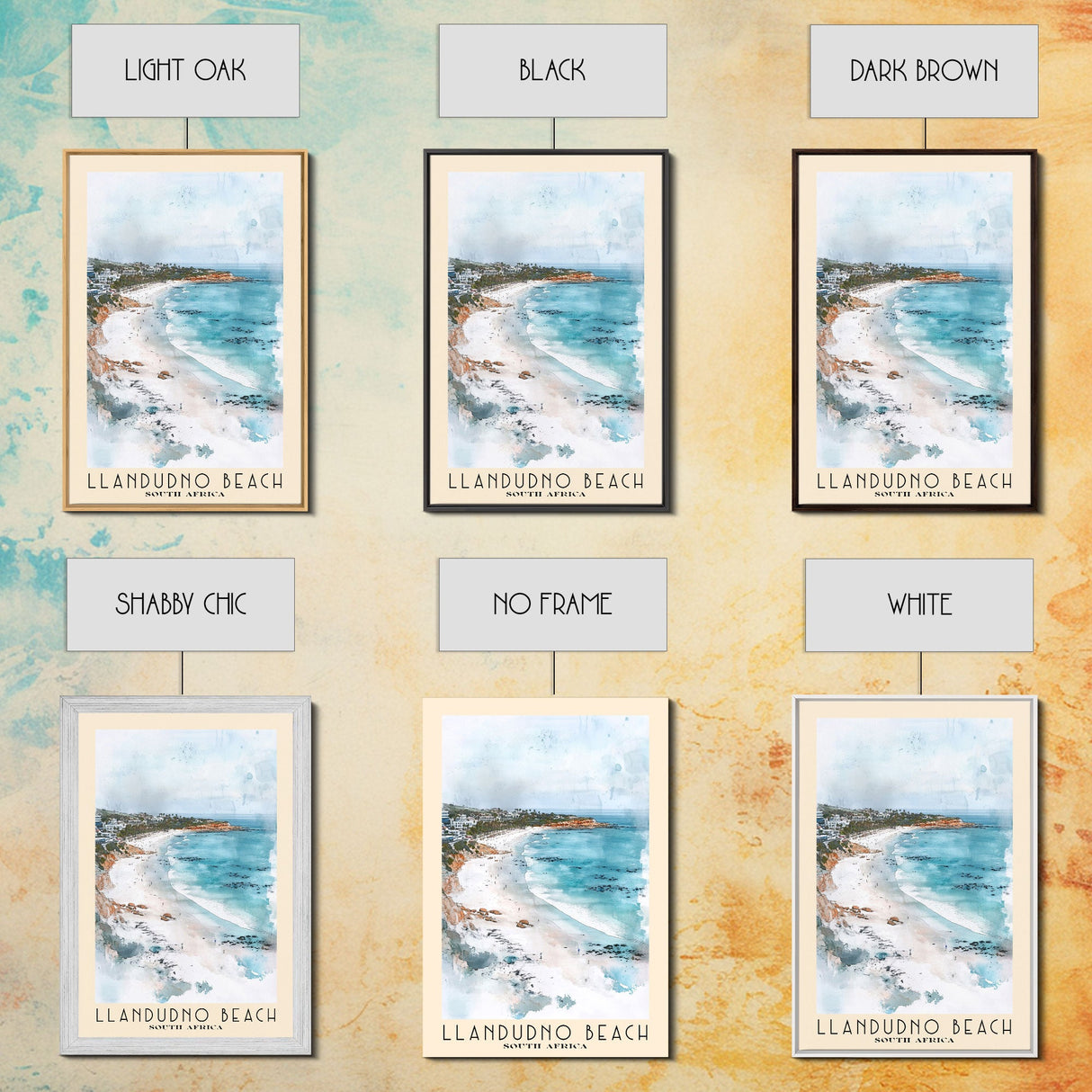 Llandudno Beach, South Africa Watercolor Print, Vacation Gift, South Africa Wall Art, Beach Painting, Beach Decor, Large Wall Art, Wood Frame Art