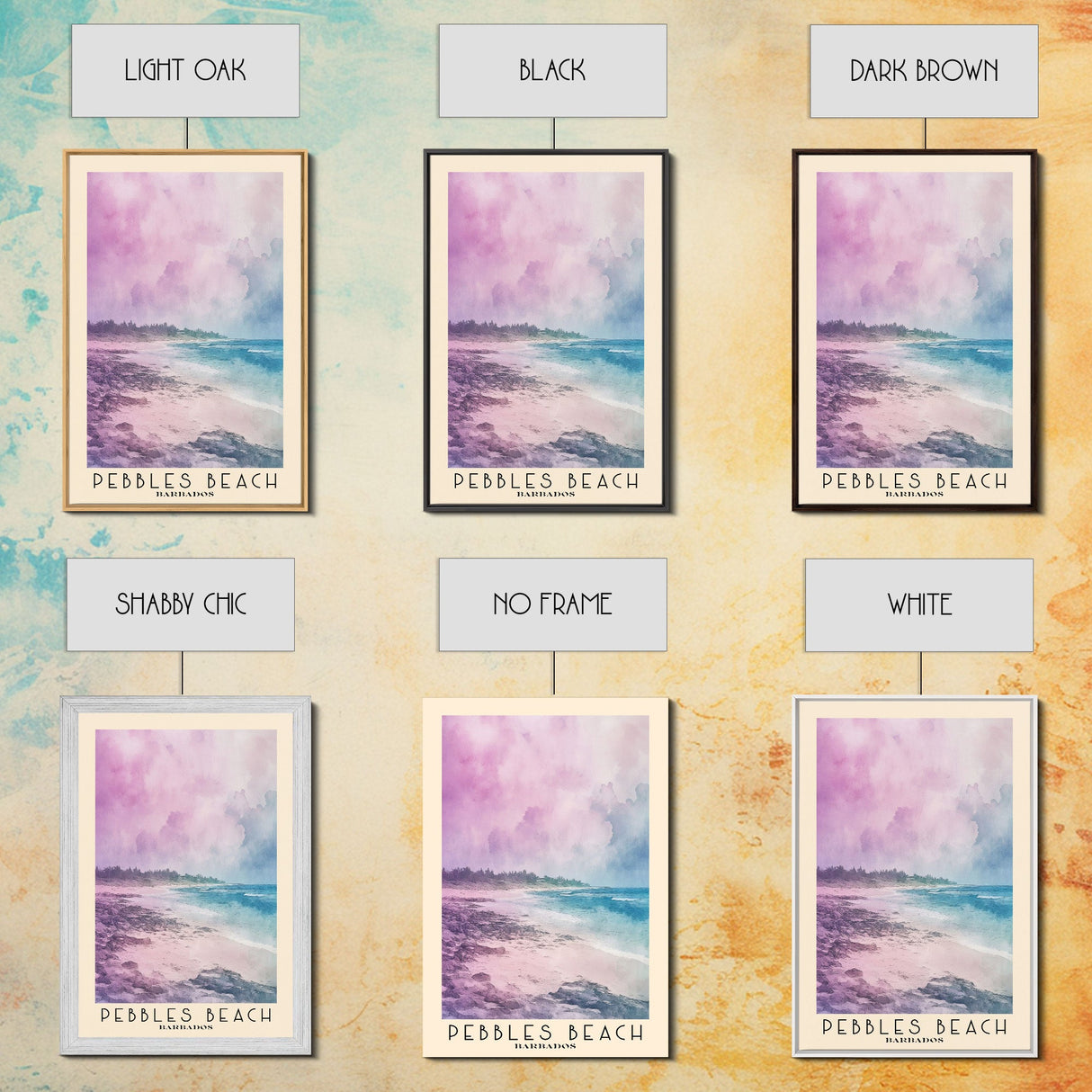 Pebbles Beach, Barbados Watercolor Beach Print, Vacation Gift, Barbados Wall Art, Beach Painting, Beach Decor, Beach Painting