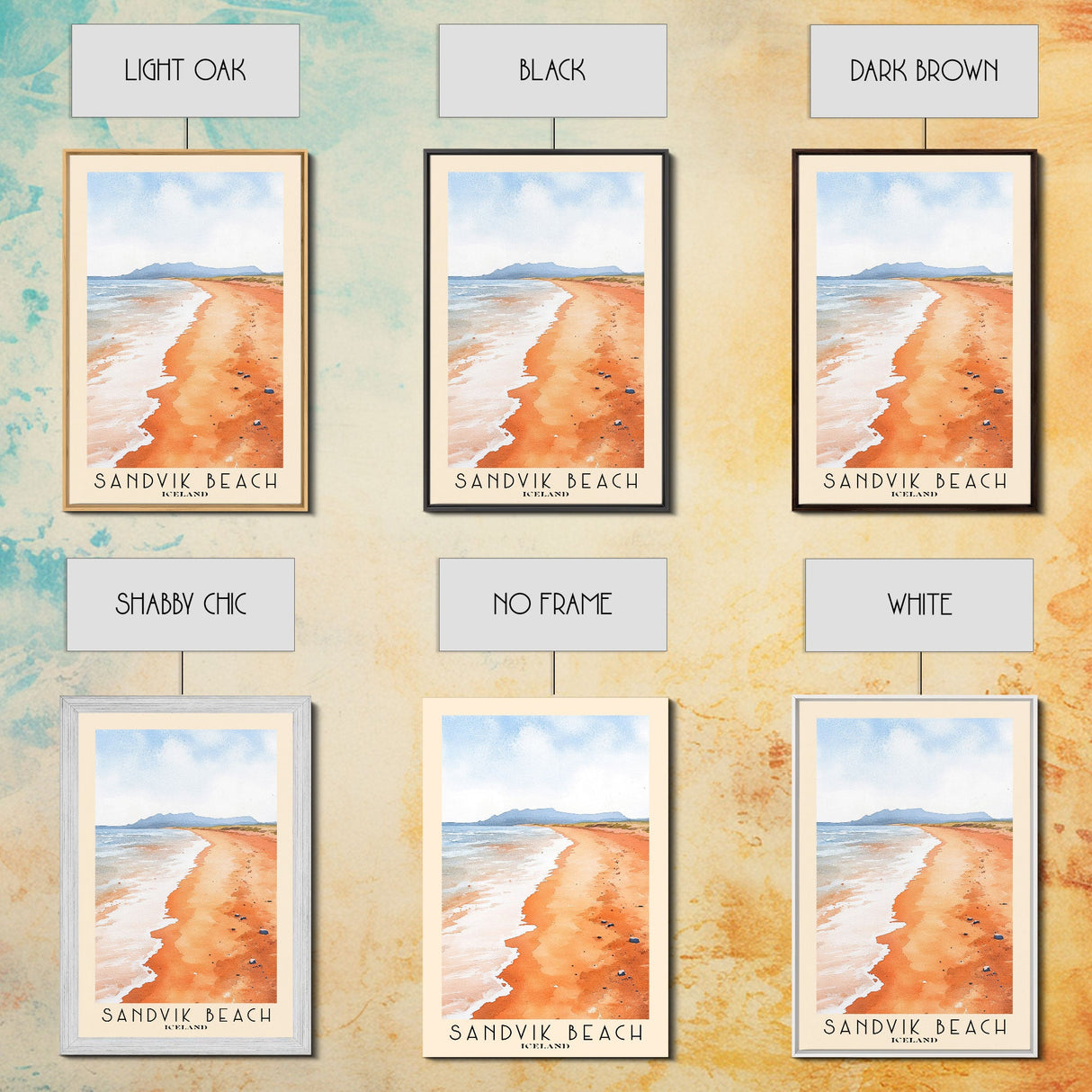 Sandvik Beach, Iceland Watercolor Beach Print, Vacation Gift, Iceland Wall Art, Beach Painting, Beach Decor, Beach Painting