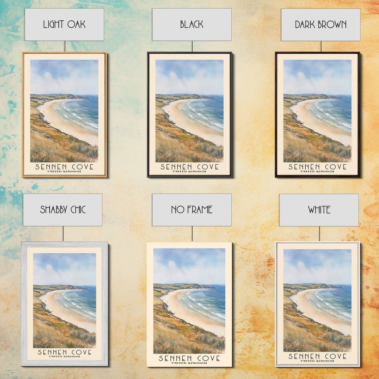 Sennen Cove, United Kingdom Watercolor Beach Print, Vacation Gift, United Kingdom Wall Art, Beach Painting, Beach Decor, Beach Painting