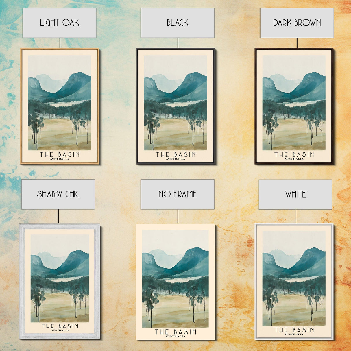 The Basin, Australia Watercolor Print, Vacation Gift, Australia Wall Art, Beach Painting, Beach Decor, Large Wall Art, Wood Frame Art