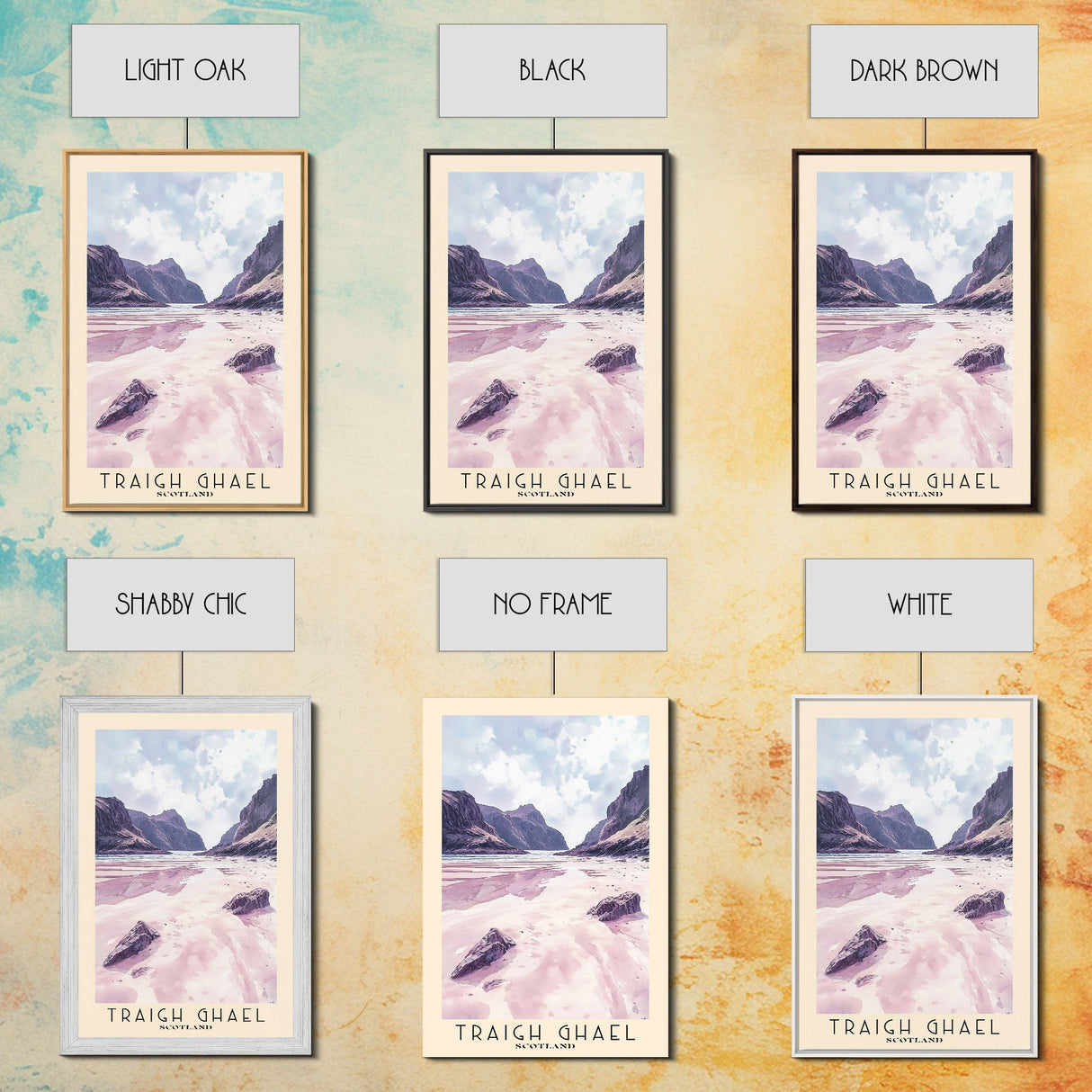 Traigh Ghael, Scotland Watercolor Print, Vacation Gift, Scotland Wall Art, Beach Painting, Beach Decor, Large Wall Art, Wood Frame Art