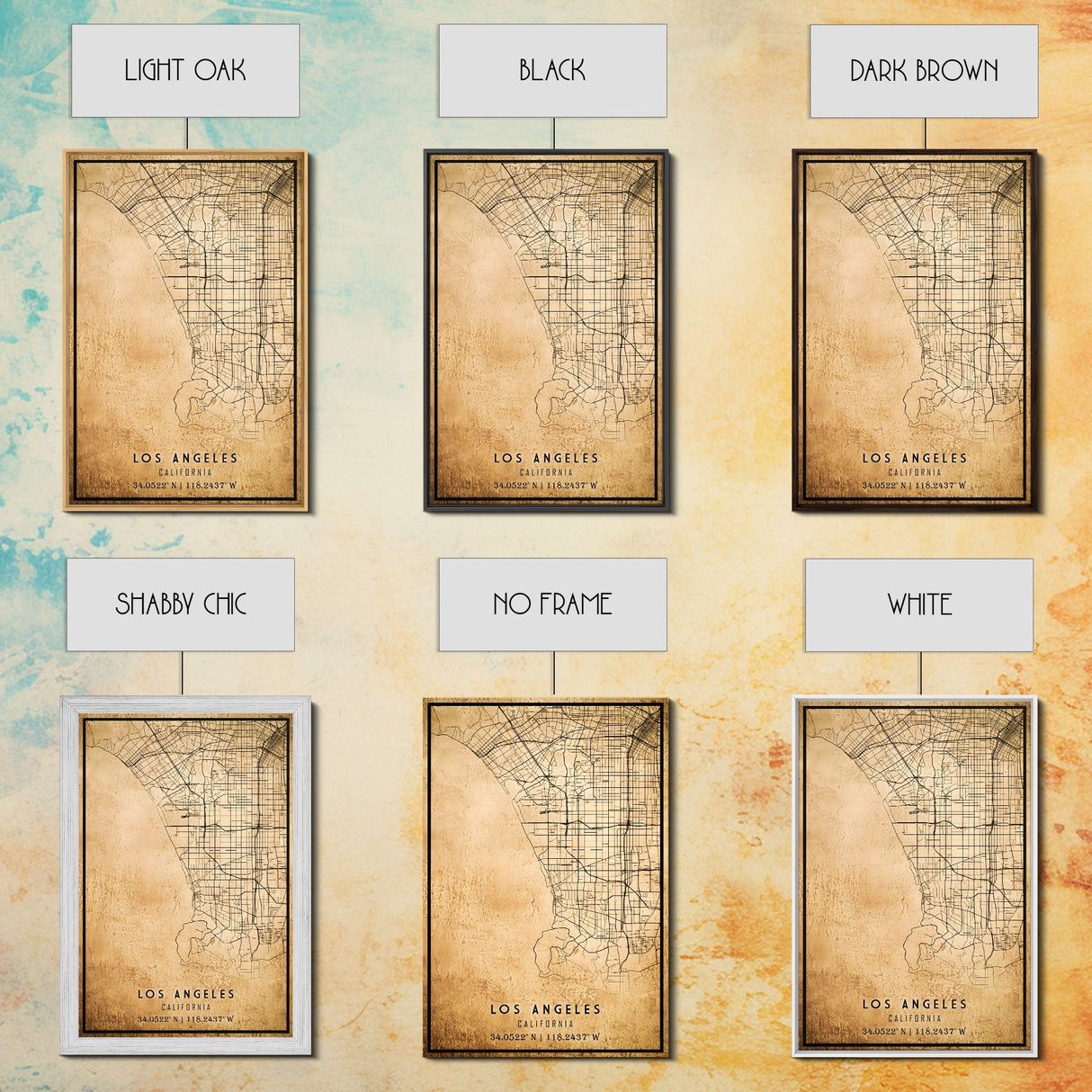 Los Angeles Vintage Map Print | Los Angeles Map | California Map Art | Los Angeles City Road Map Poster | Distressed / Retro LA Street Art