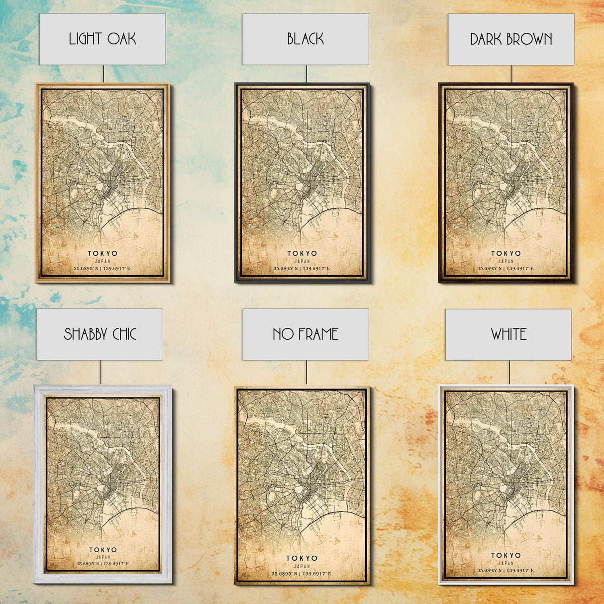 Tokyo Japan map print poster or framed canvas, Tokyo map print poster canvas, Tokyo Japan city map print poster canvas, Vintage Travel Art