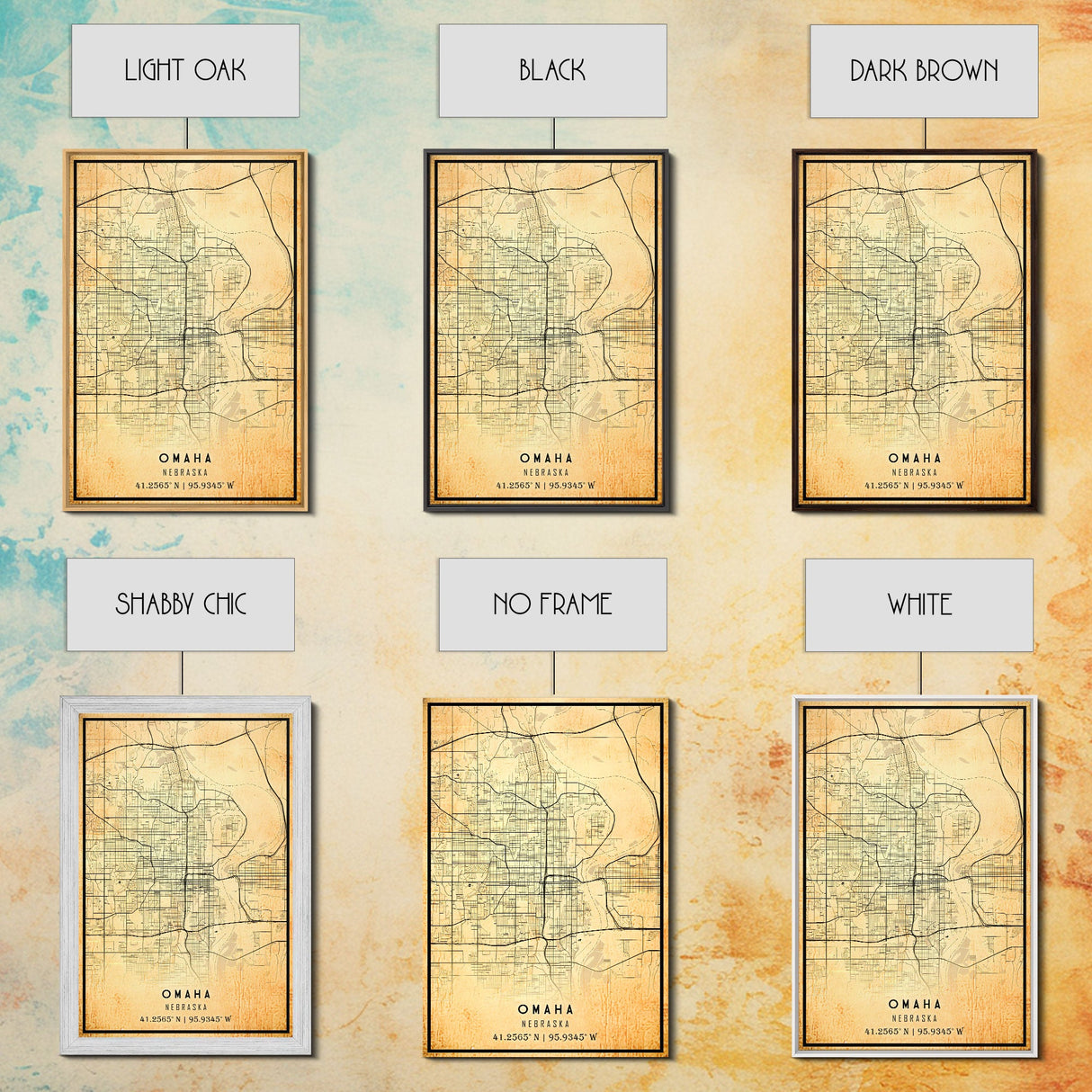 Omaha Nebraska map print poster or framed canvas, Omaha map print poster canvas, Omaha city map print poster canvas, Vintage Travel Art