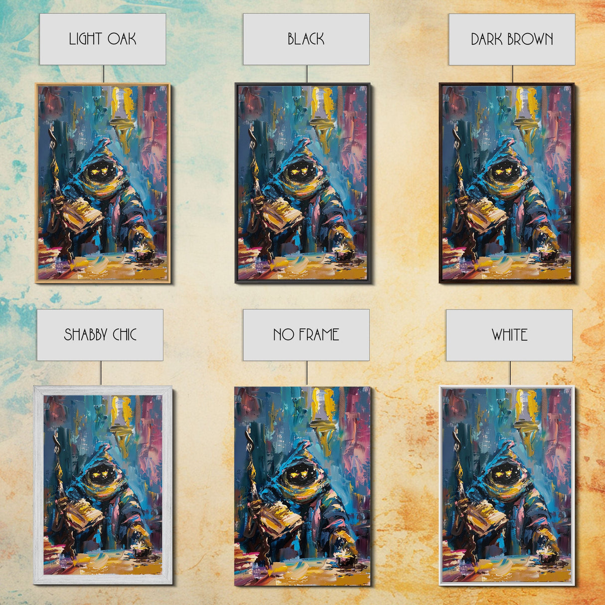 Halloween Creepy Wizard Reading Spells Framed Canvas Print, Spooky Wall Art, Home Decor, Occult Decor, Gift Idea, Dark Magic