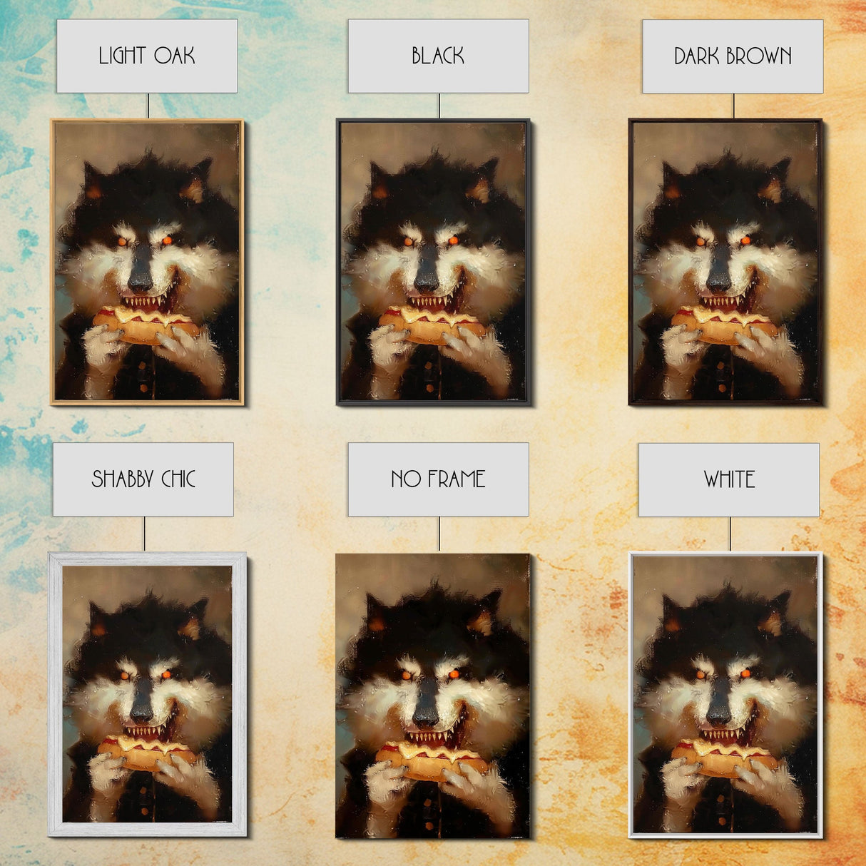 Halloween Werewolf with Glowing Eyes, Framed Canvas Print, Wall Art, Home Decor, Spooky Art, Monster Decor, Halloween Decor, Holiday Gift