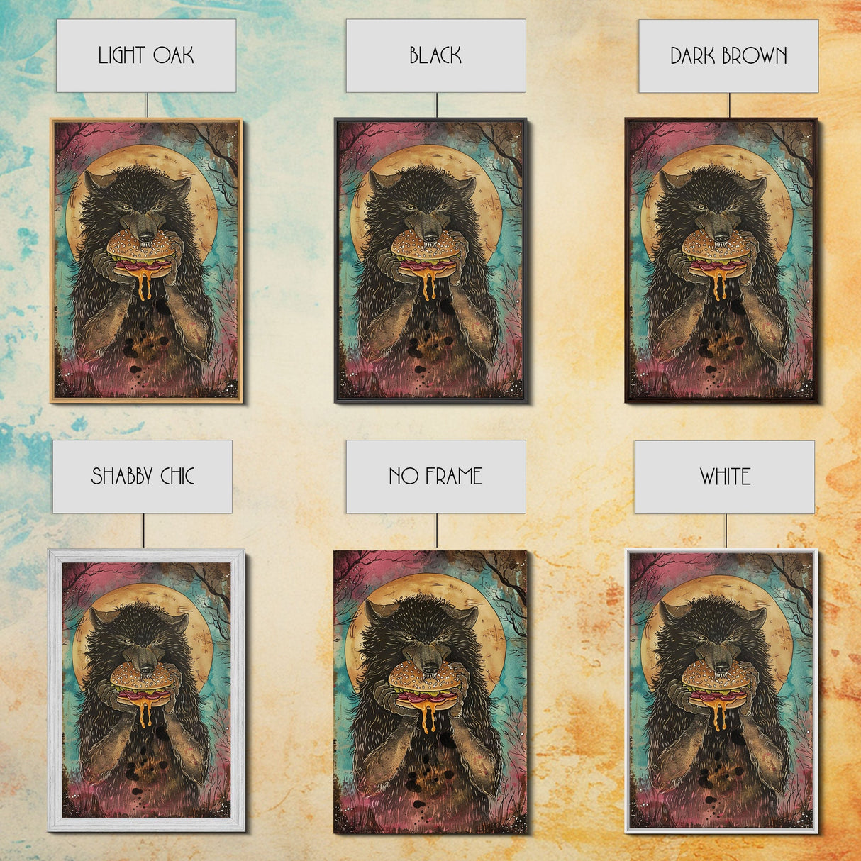 Halloween Haunted Forest Monster Framed Canvas Print, Wall Art, Living Room Decor, Halloween Decoration, Spooky Wall Hanging, Haunted Decor