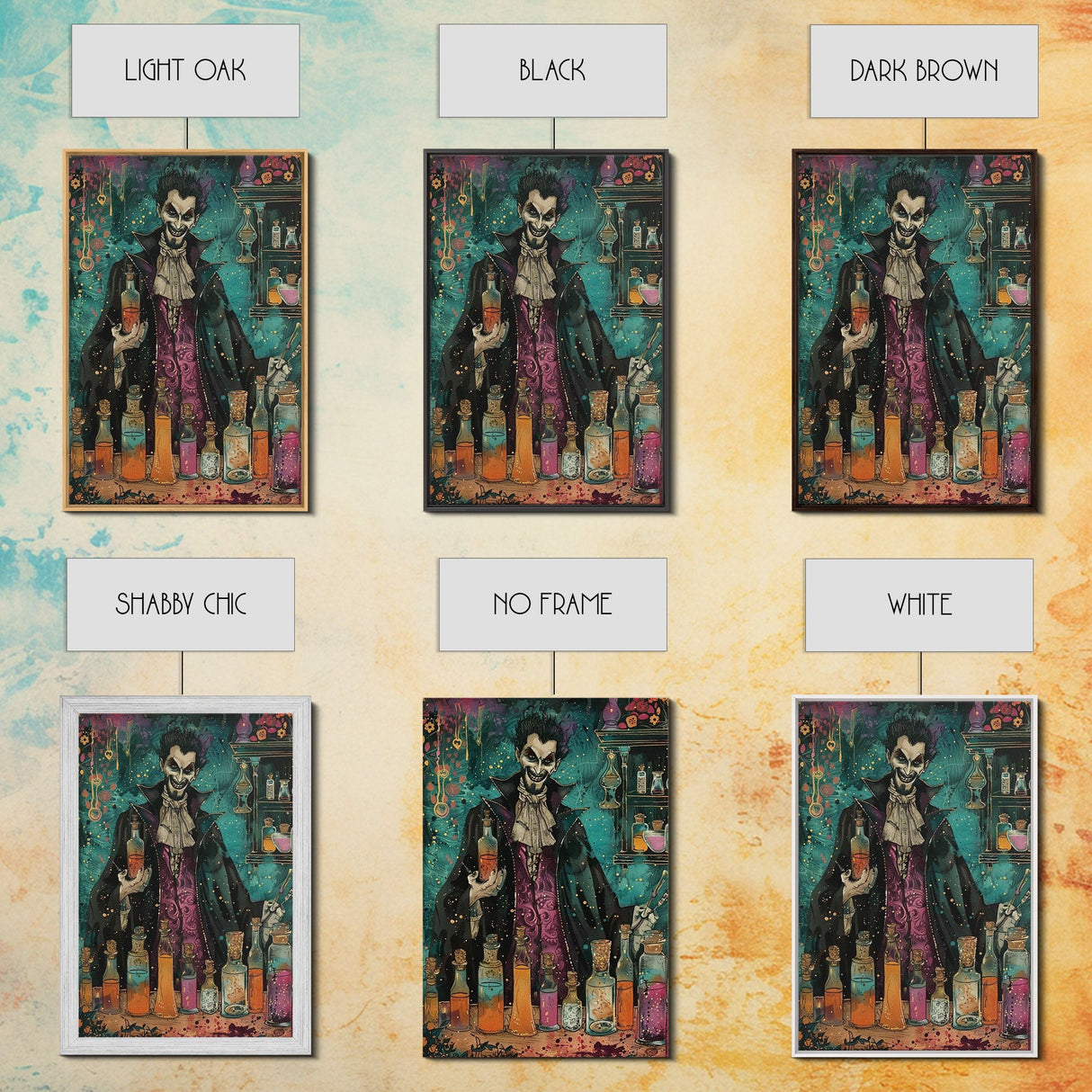 Halloween Frightening Werewolf with Burger Framed Canvas Print, Wall Art, Living Room Decor, Kitchen Art, Unique Halloween Gift Spooky Decor