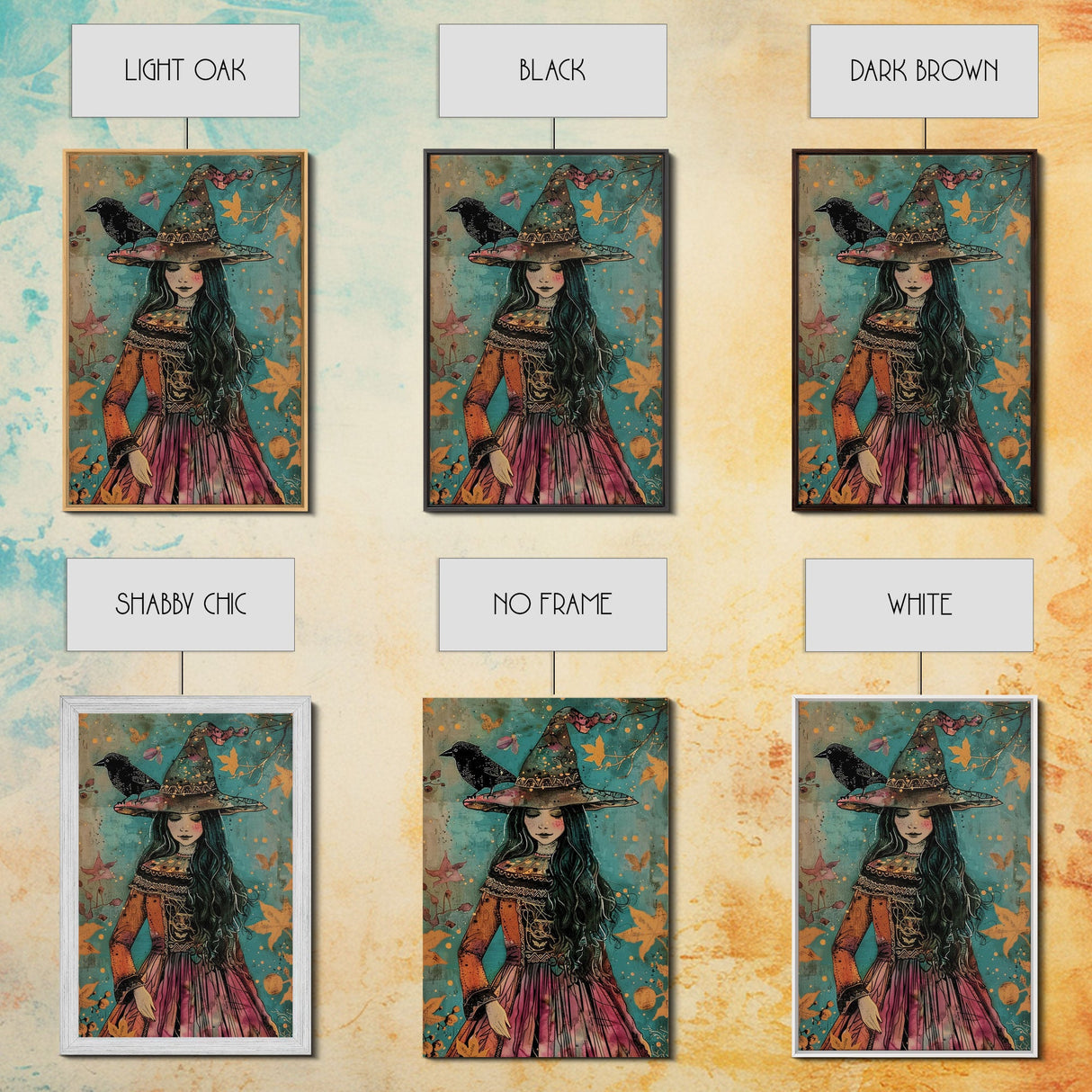 Enchanting Witch with Raven - Halloween Wall Decor - Spooky Home Art Print - Halloween Gift for Witch Lovers - Creepy Art Halloween Decor