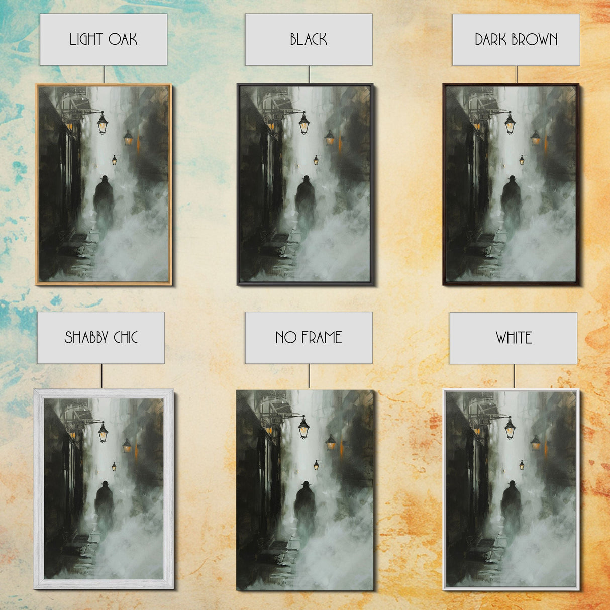 Mysterious Shadow in Fog, Halloween Art Print, Spooky Home Decor, Framed Canvas Print, Creepy Art, Halloween Wall Decor, Seasonal Wall Art