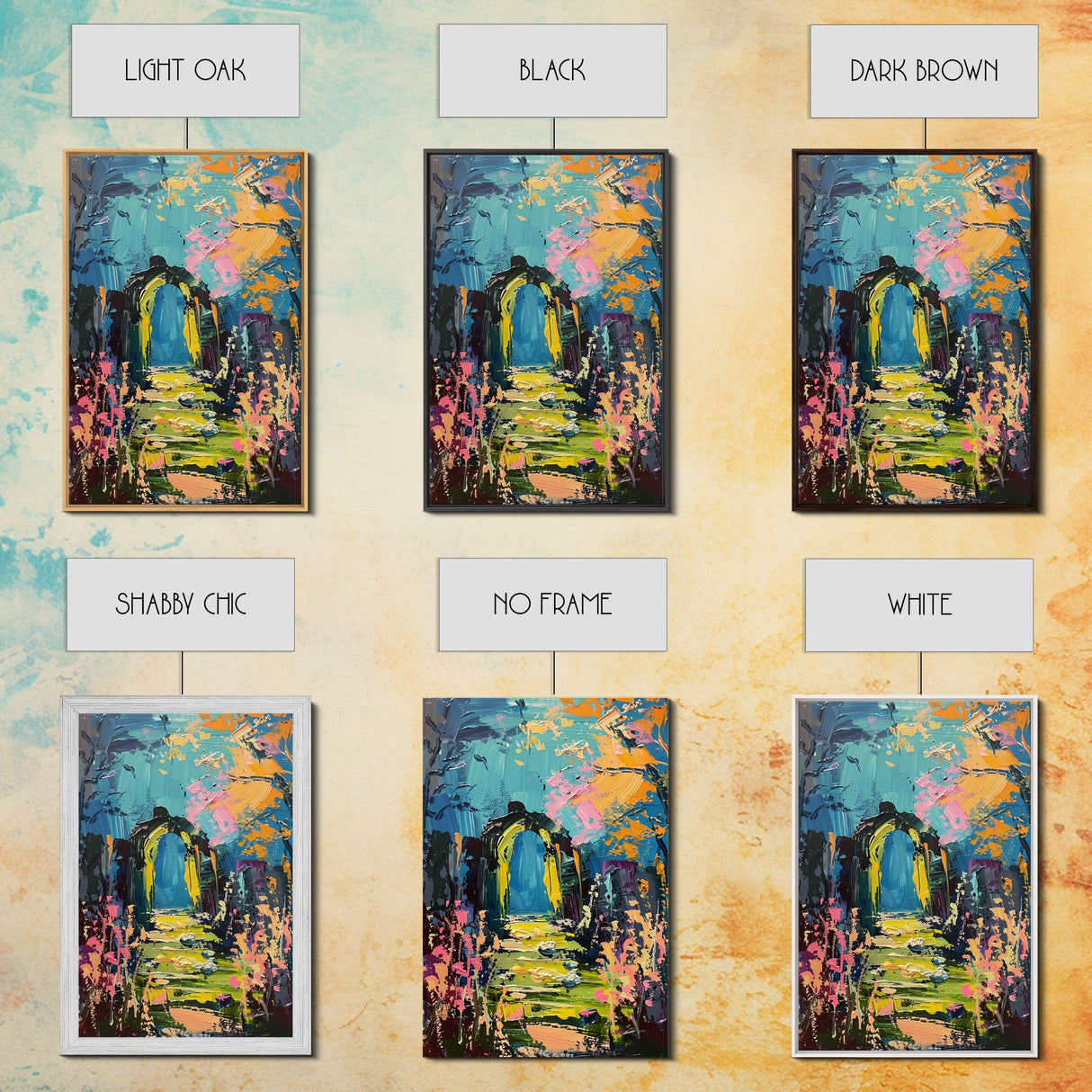 Enchanted Path Framed Canvas Print, Halloween Art, Spooky Garden, Haunted Walkway, Fall Decor Gothic Decor, Ghostly Archway, Eerie Landscape