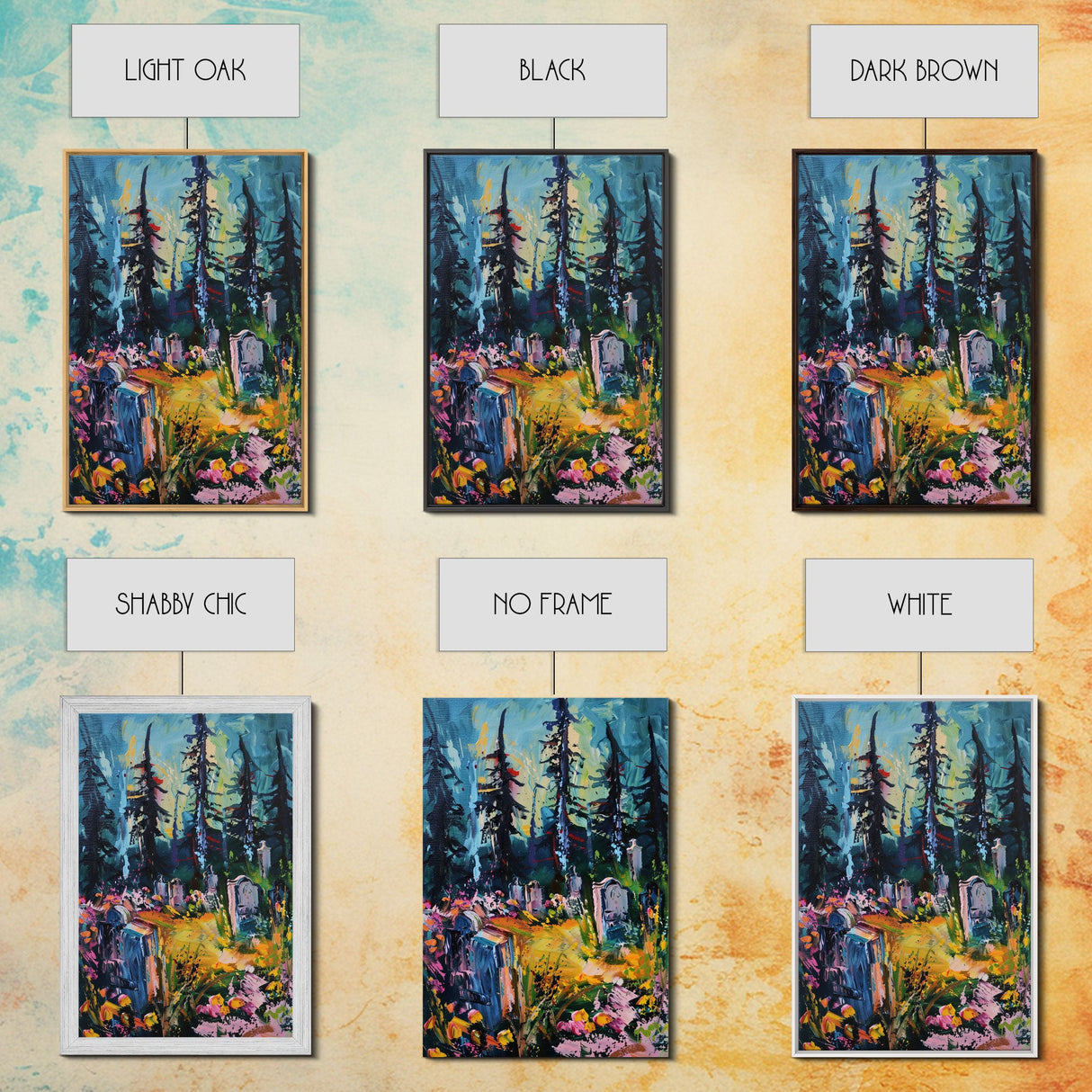 Haunted Path Framed Canvas Print, Halloween Wall Art, Spooky Walkway, Ghostly Forest, Haunted Trees, Gothic Decor, Fall Decoration