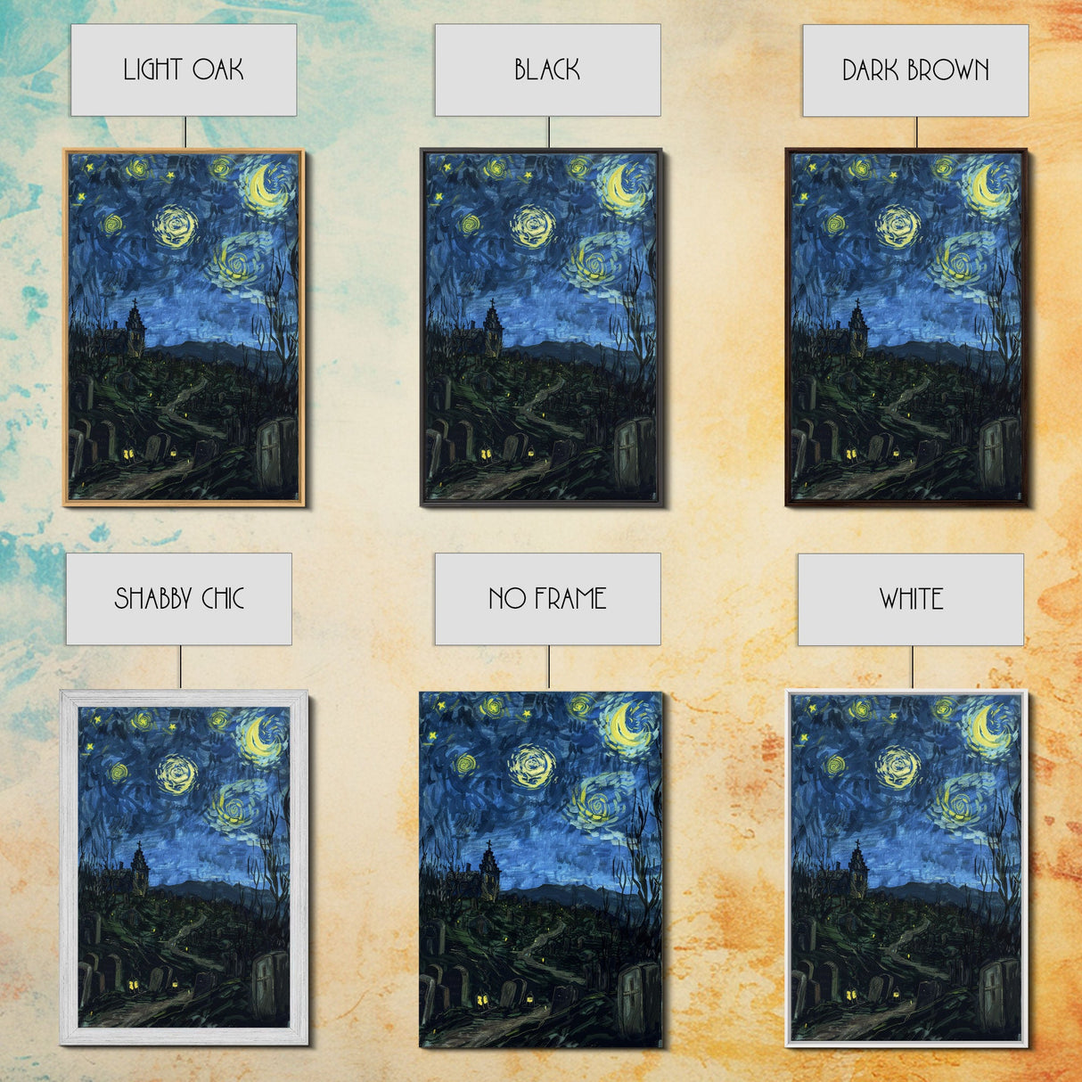 Gothic Graveyard Framed Canvas Print, Halloween Wall Art, Haunted Cemetery Art, Spooky Night Decor, Halloween Home Decor, Horror Art