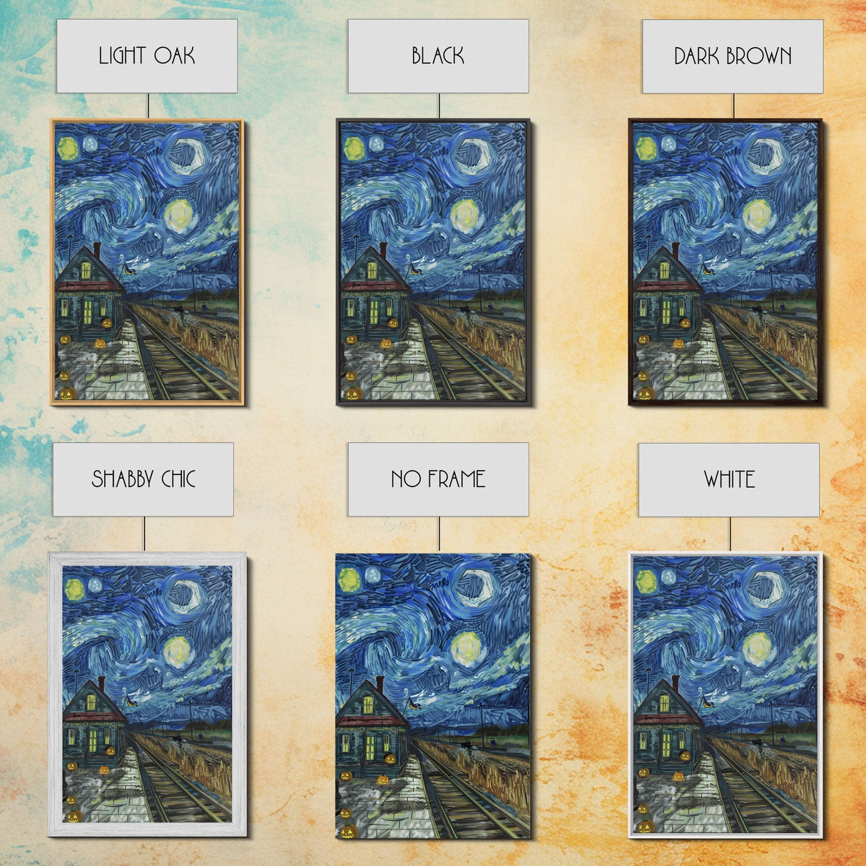 Enchanted Graveyard with Lanterns Framed Canvas Print, Wall Art, Spooky Home Decor, Halloween Cemetery Art, Mystical Art, Haunted Graveyard