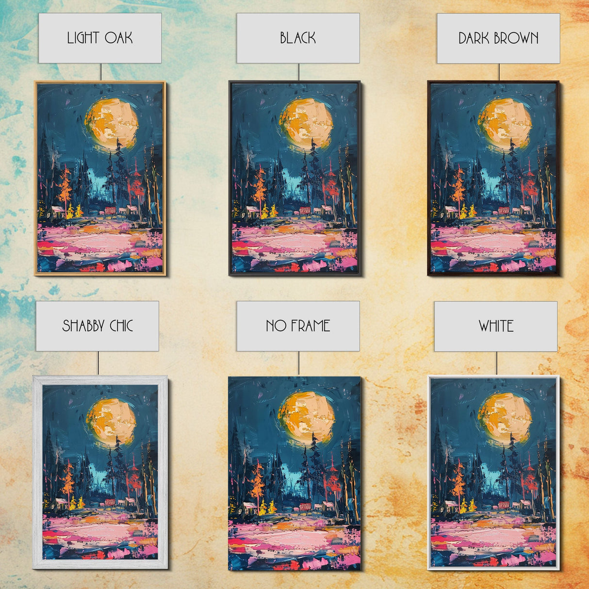 Spooky Moonlit Forest Framed Canvas Print, Halloween Wall Art, Haunted Landscape, Home Decor, Above Sofa Art, Gothic Artwork, Living Room