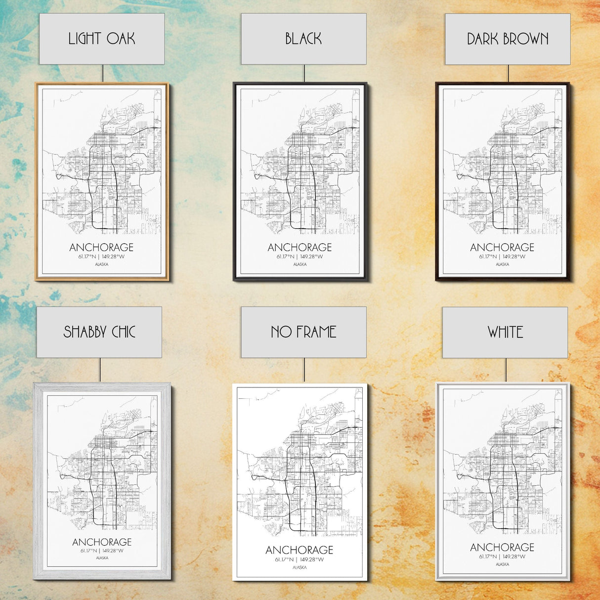 Anchorage Street Map, Alaska Map, City Map Wall Décor, Adventure Wall Art, Minimalist, Modern Art, Wall Art, Canvas Print, Canvas Wall Art