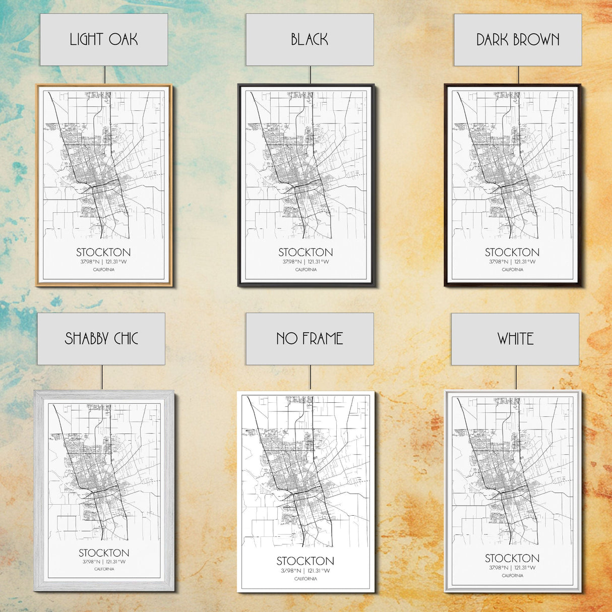 Stockton Street Map, California Map, City Map Print, Modern Wall Art, Wall Art, Canvas Print, Boyfriend Gift, Travel Wall Décor, Art Print