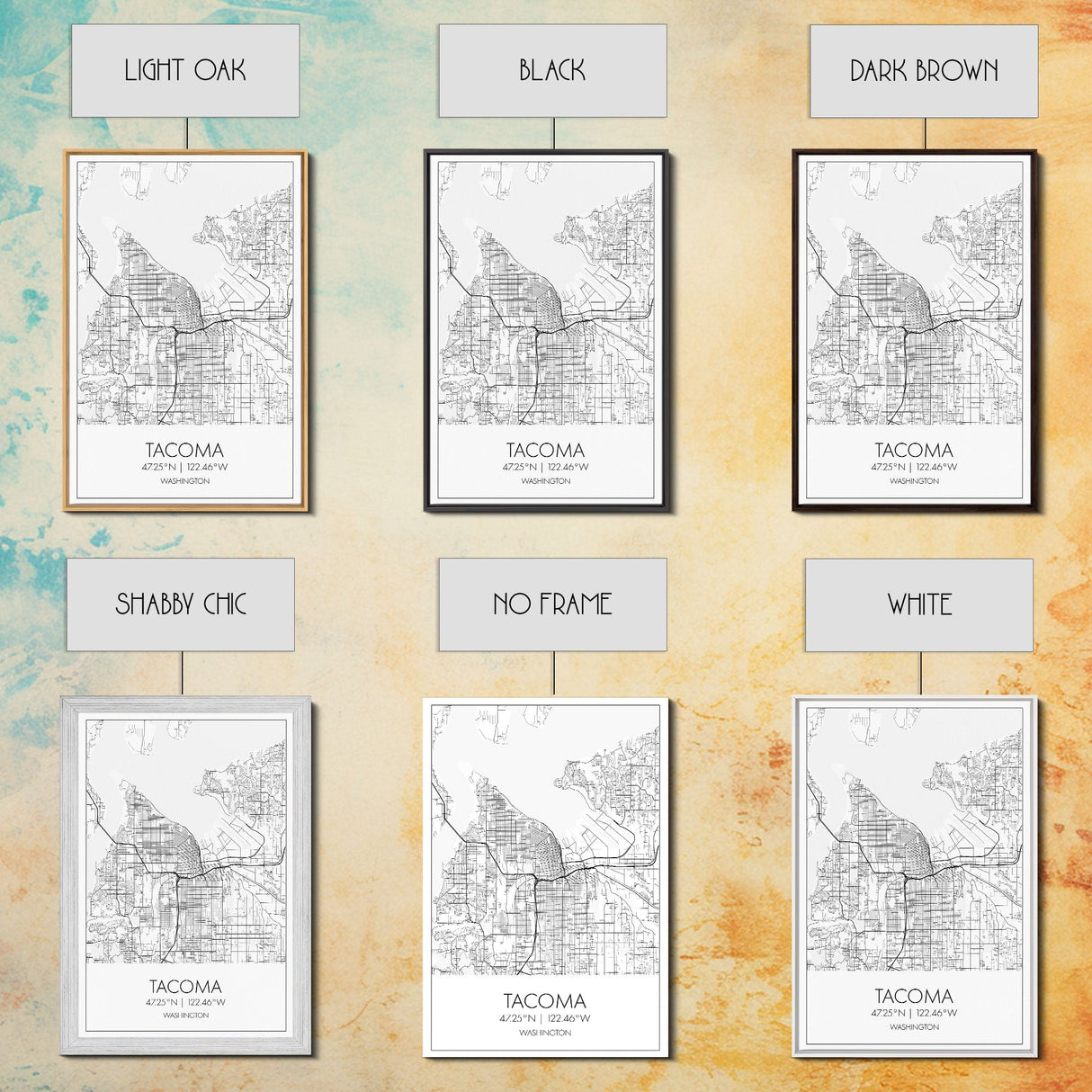 Tacoma Street Map, Washington Map, City Map Print, Modern Wall Art, Wall Art, Canvas Print, Wall Hanging, Housewarming Gift, Travel Art