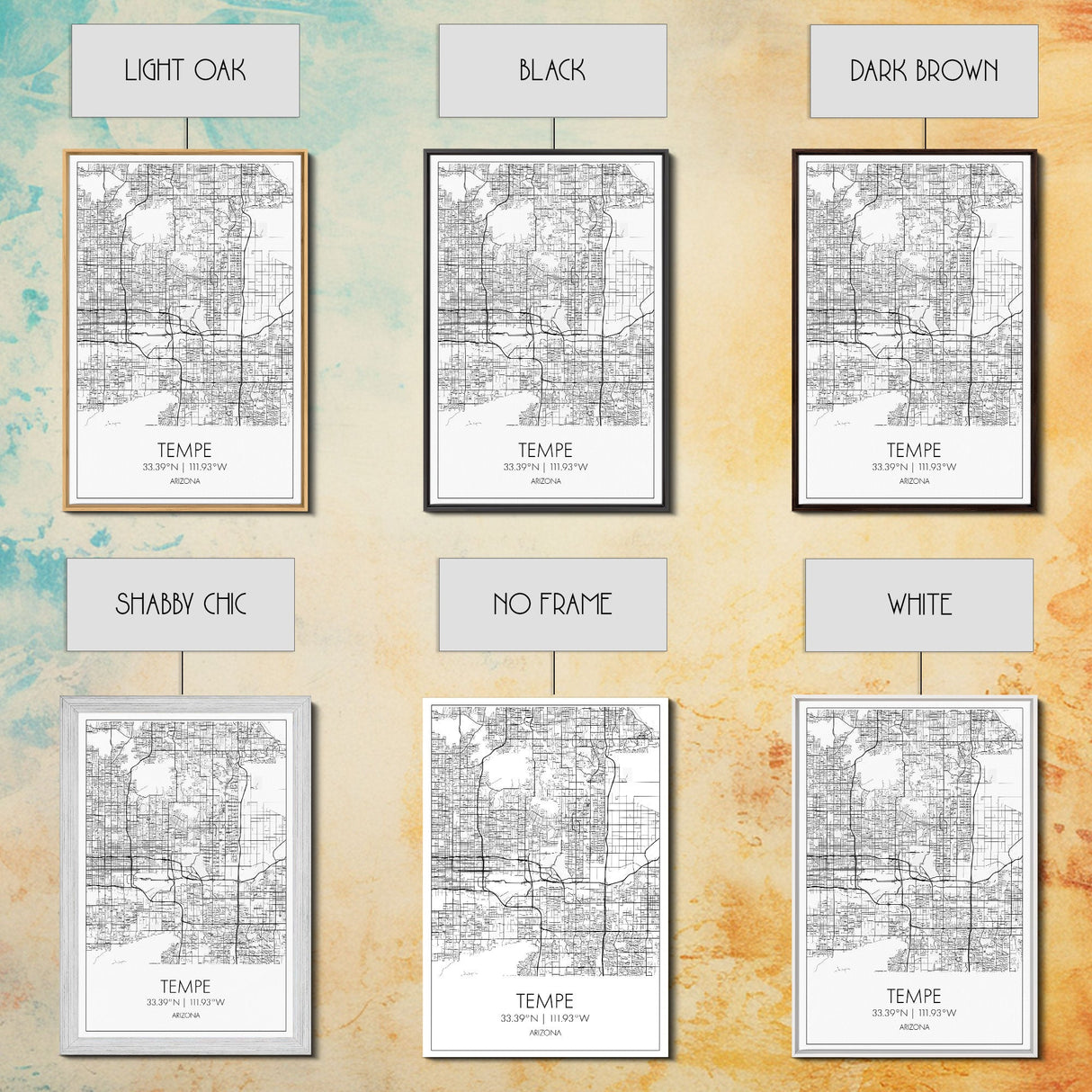 Tempe Street Map, Arizona Map, City Map Print, Modern Wall Art, Wall Art, Canvas Print, Birthday Gifts, Game Room Décor, Travel Wall Art